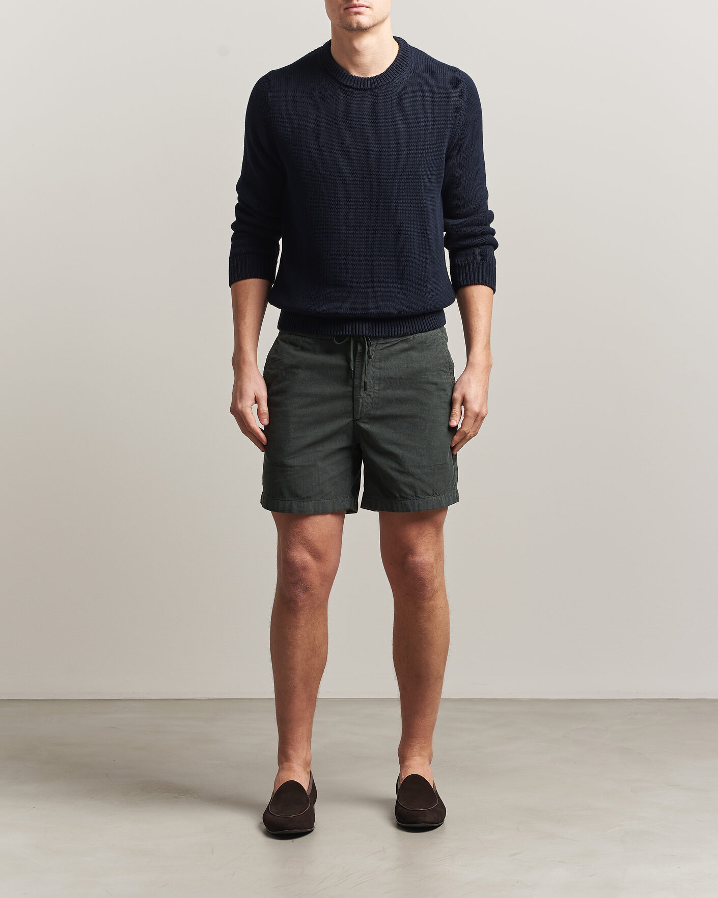 Herren | Shorts | Incotex | Baby Corduroy Drawstring Shorts Dark Green