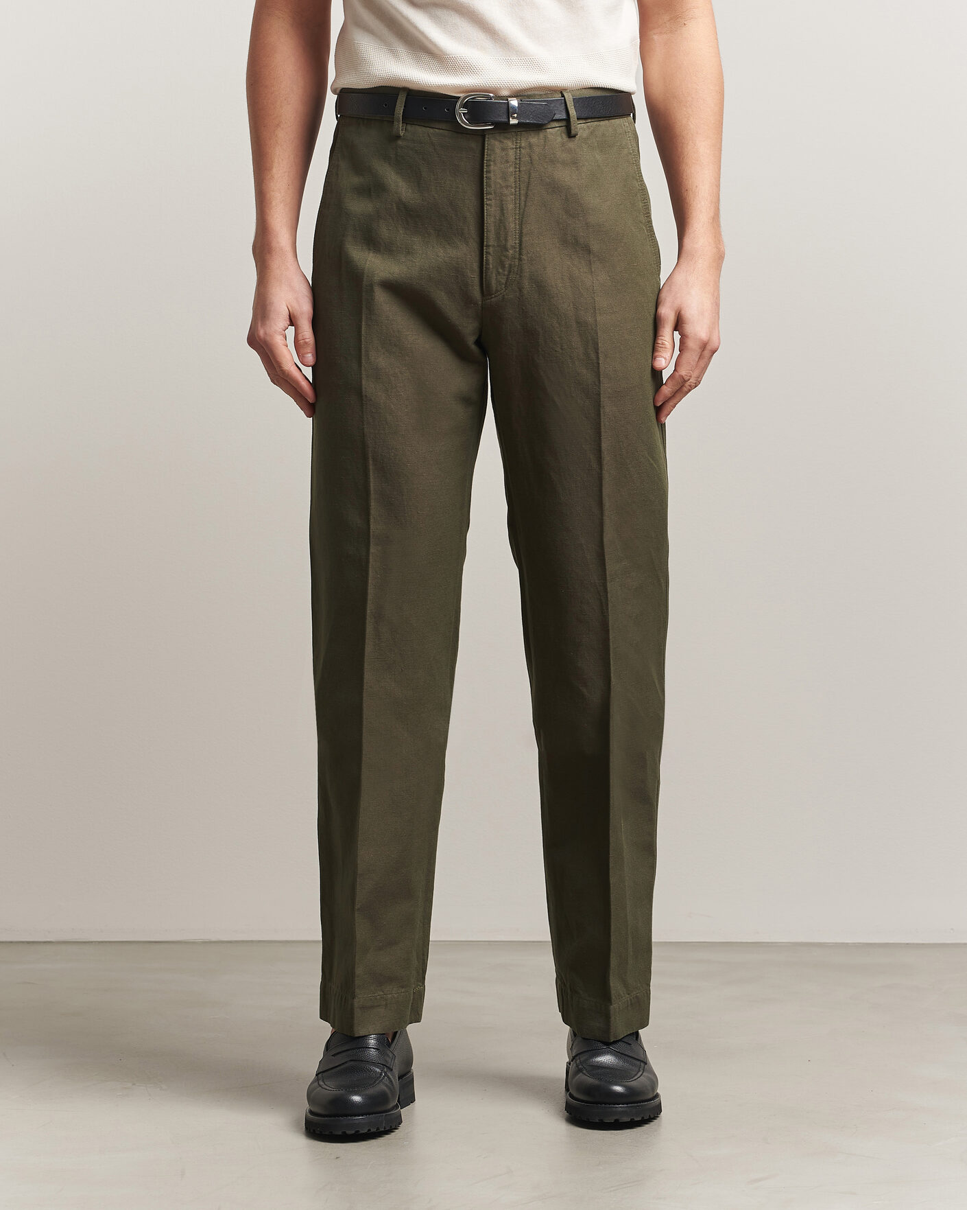Herren | Hosen | Incotex | Regular Fit Cotton/Linen Drill Trousers Military
