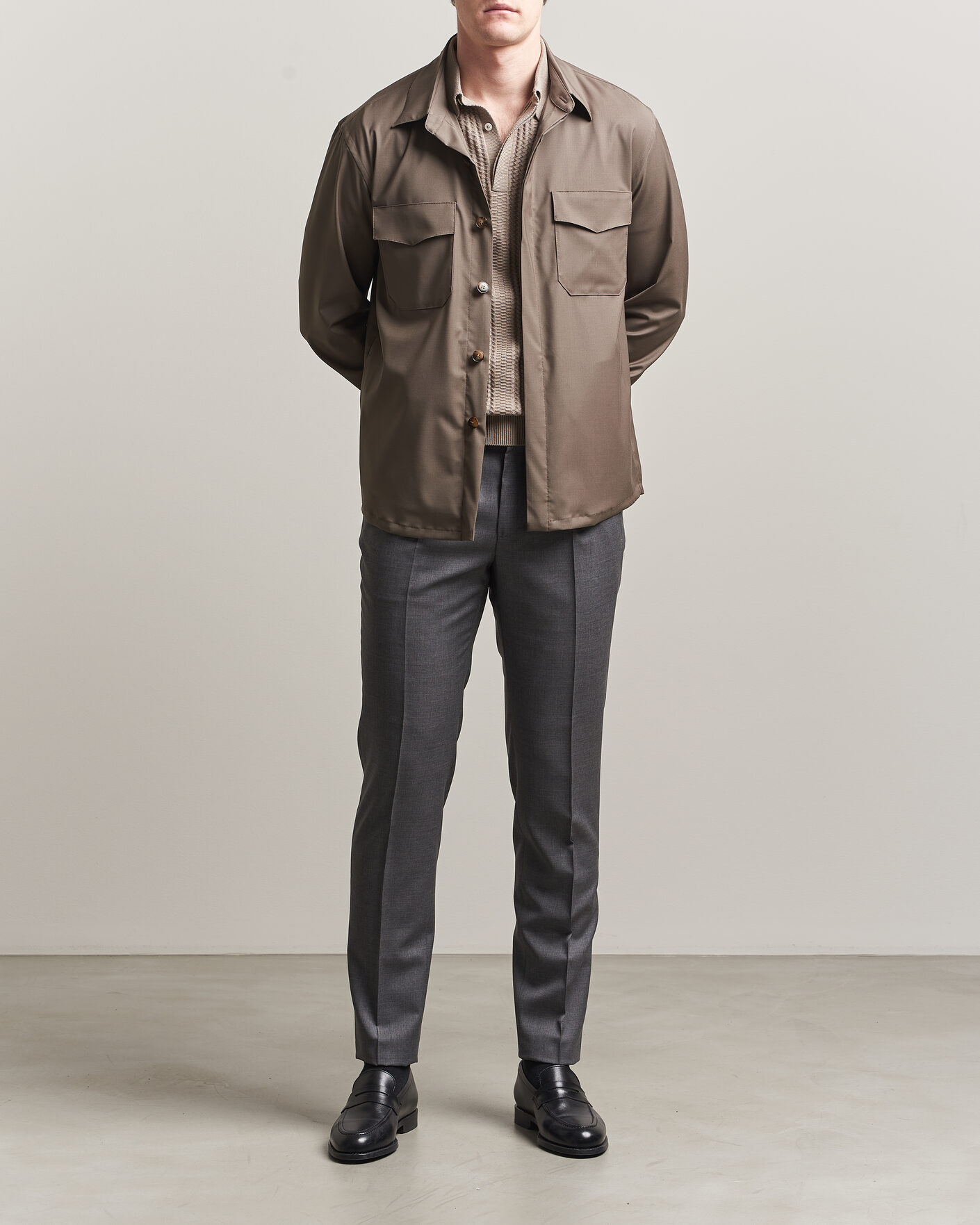 Herren | Hosen | Incotex | Regular Fit Super 100s Wool Pants Grey Melange
