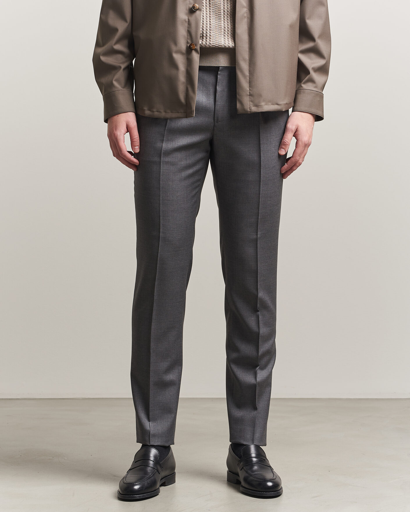 Herren | Hosen | Incotex | Regular Fit Super 100s Wool Pants Grey Melange