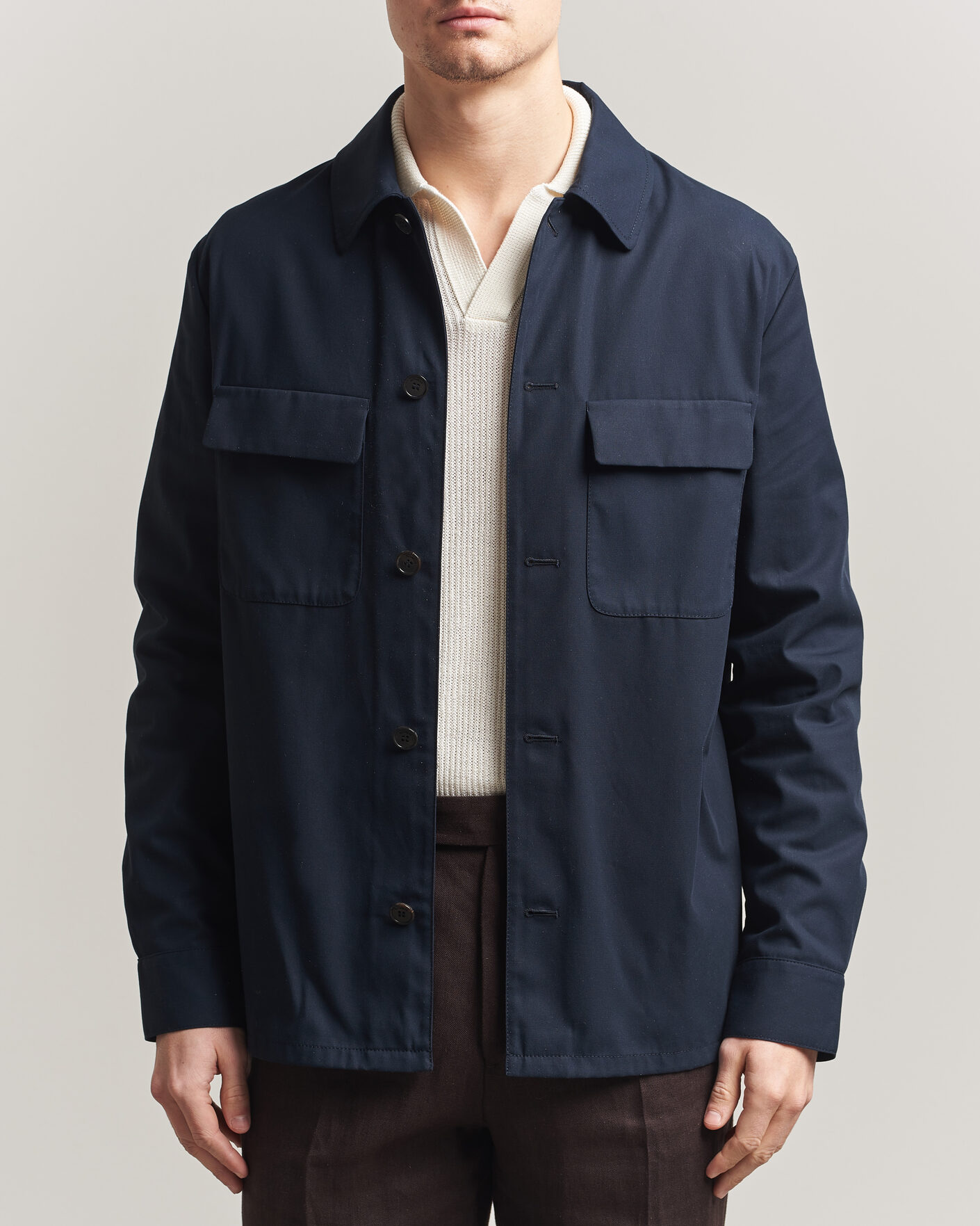 Herren | Hemden | Incotex | Ice Cotton Twill Overshirt Navy