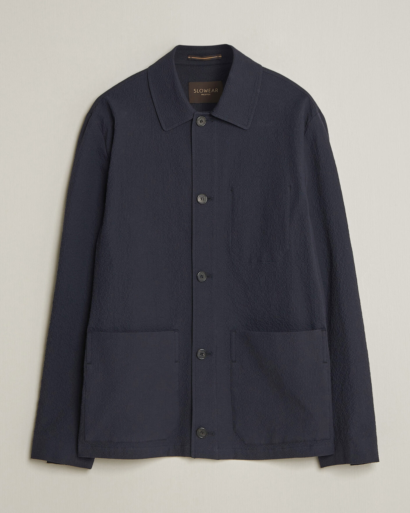 Herren | Jacken | Incotex | Seersucker Cotton/Silk Chore Jacket Navy