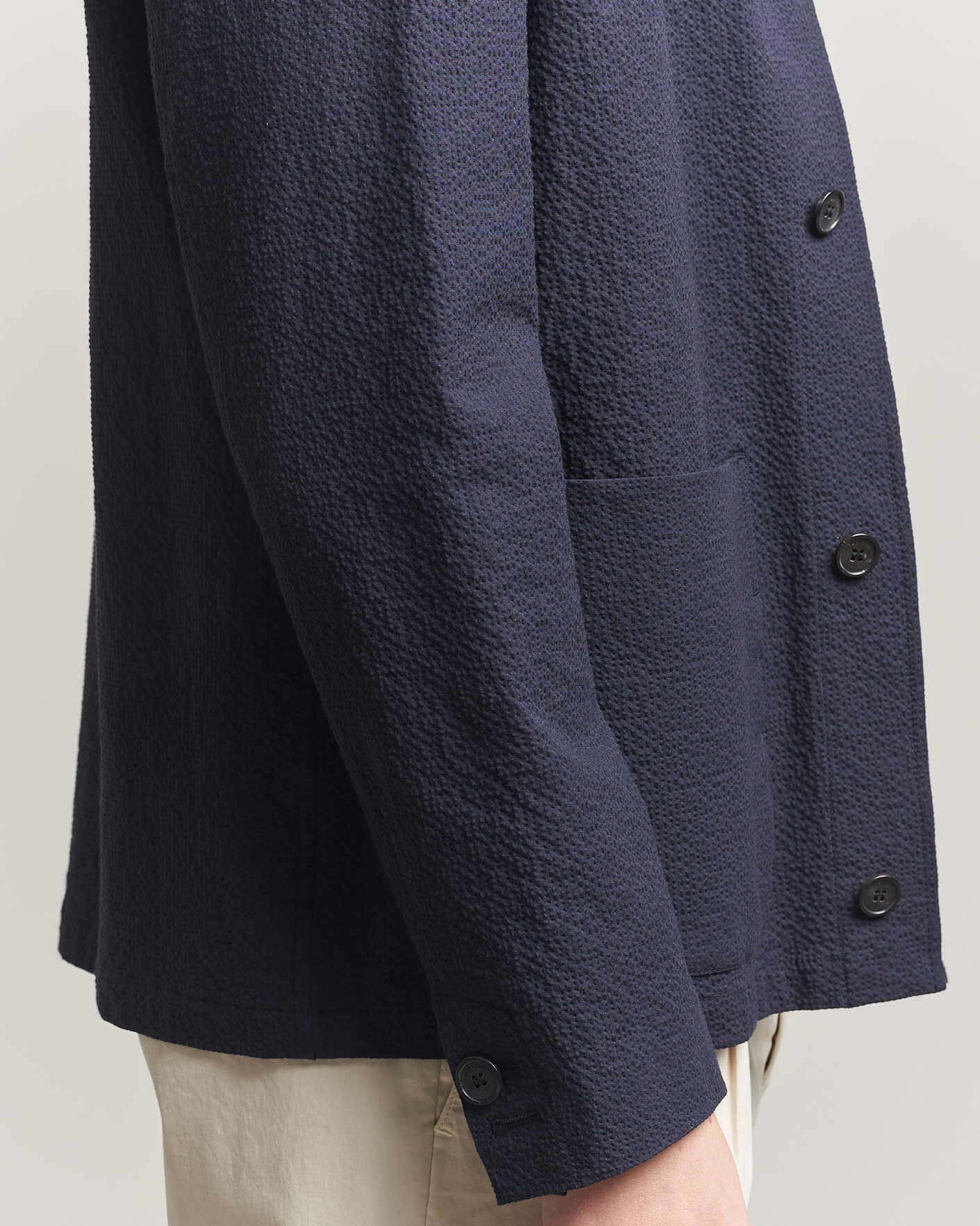 Herren | Jacken | Incotex | Seersucker Cotton/Silk Chore Jacket Navy