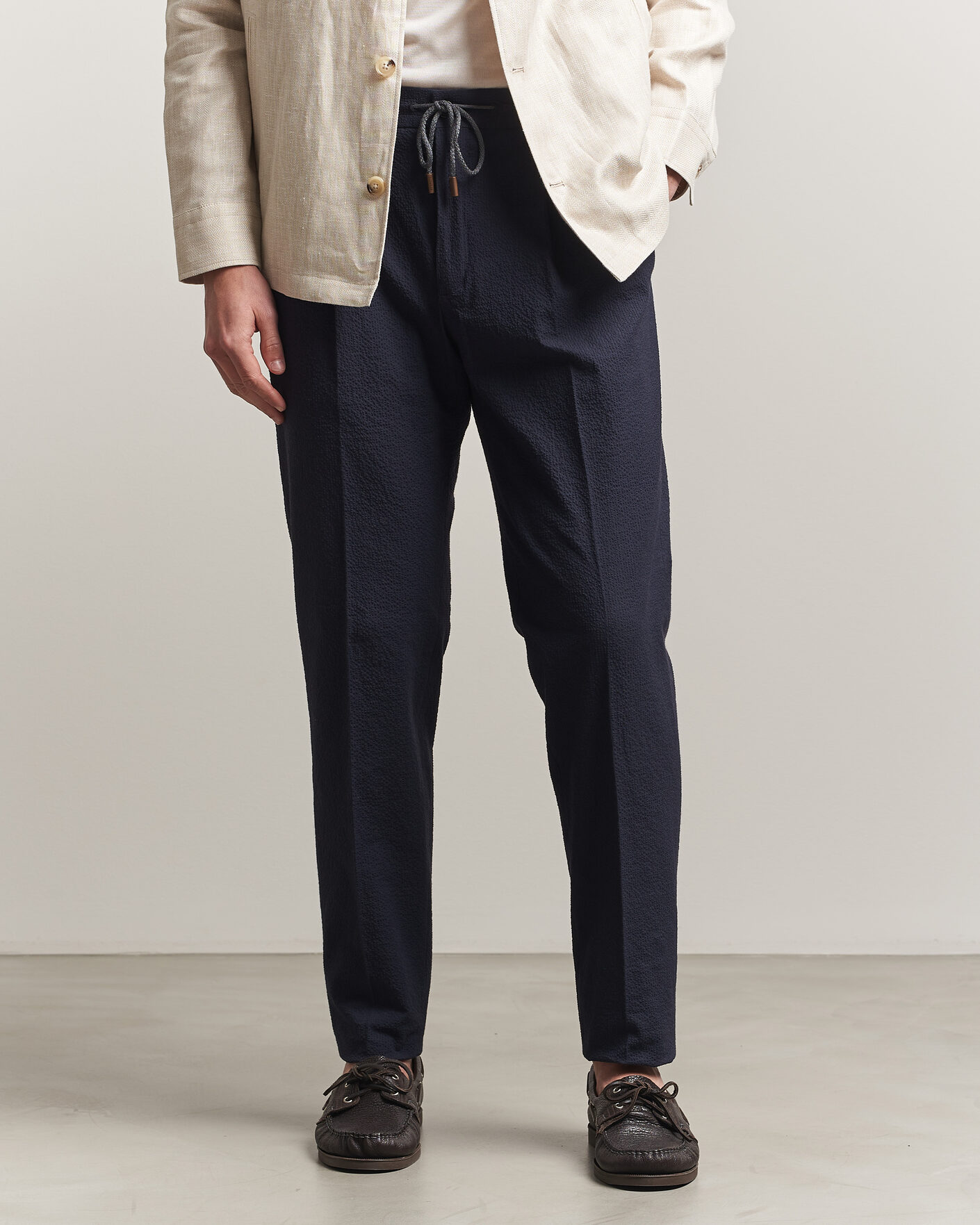 Herren | Hosen | Incotex | Tapered Fit Seersucker Pants Navy