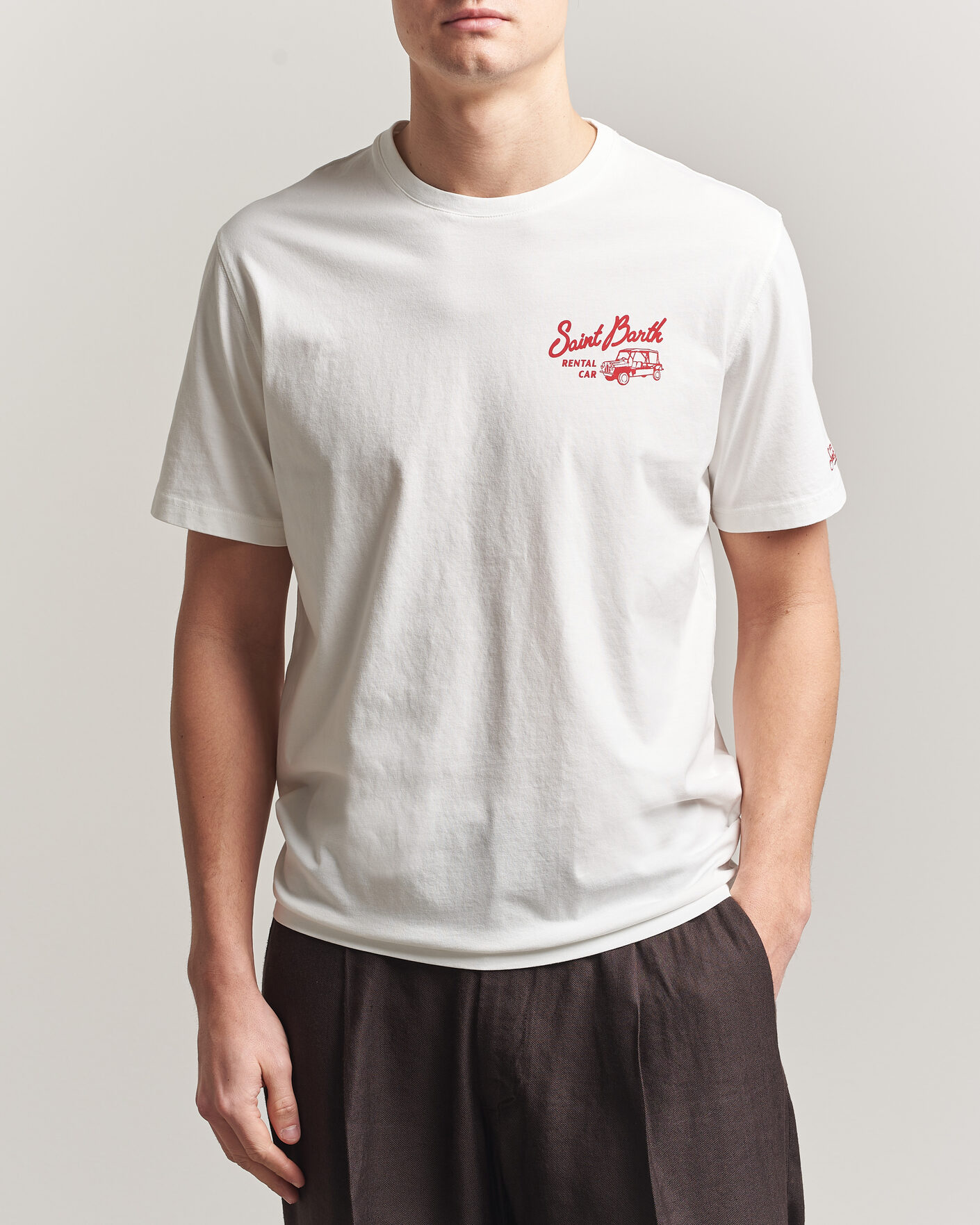Herren | T-Shirts | MC2 Saint Barth | Back Printed Cotton T-Shirt Rental Car