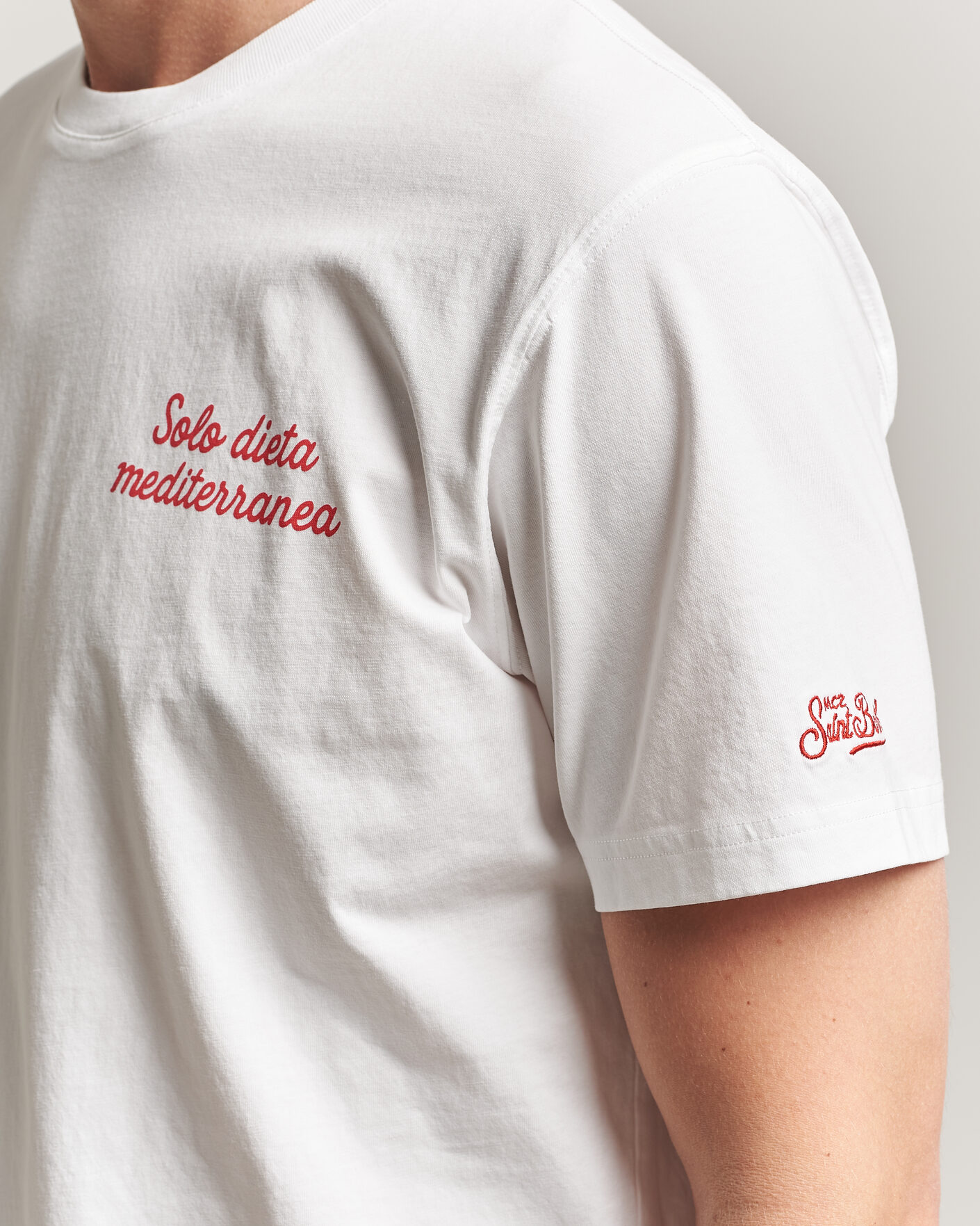 Herren | T-Shirts | MC2 Saint Barth | Back Printed Cotton T-Shirt Dieta Mediterranea