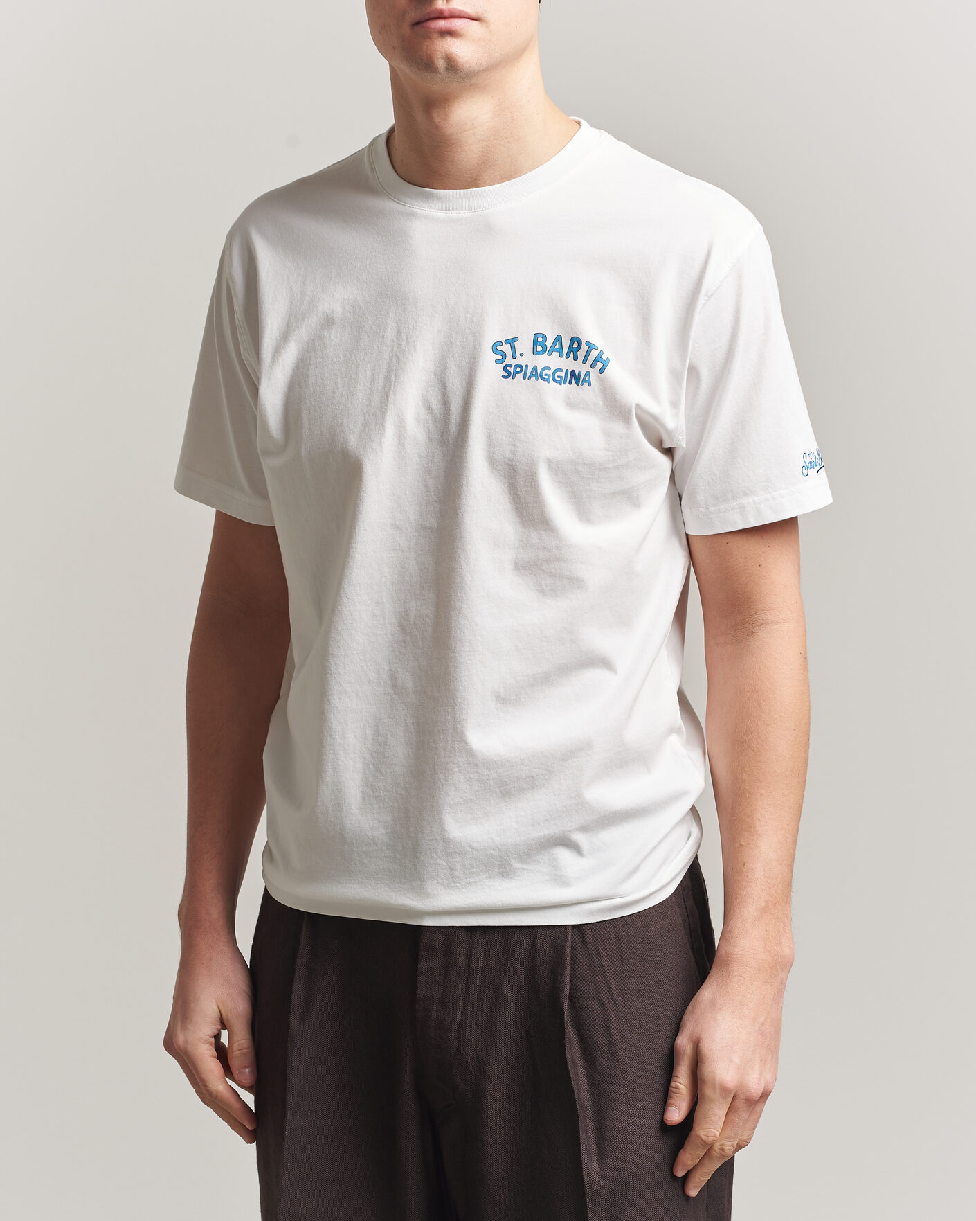 Herren | T-Shirts | MC2 Saint Barth | Back Printed Cotton T-Shirt Spiaggina