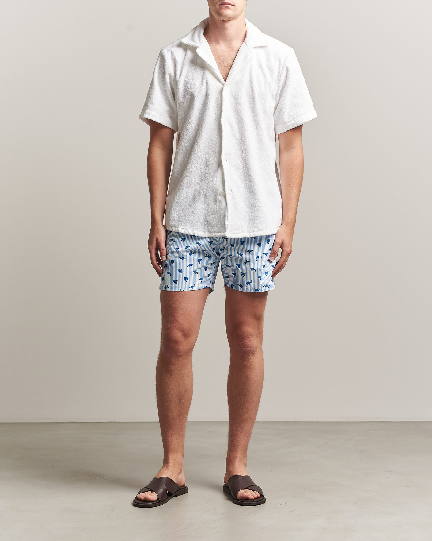 Herren | MC2 Saint Barth Printed Swim Shorts Blue Sharks | MC2 Saint Barth | Printed Swim Shorts Blue Sharks