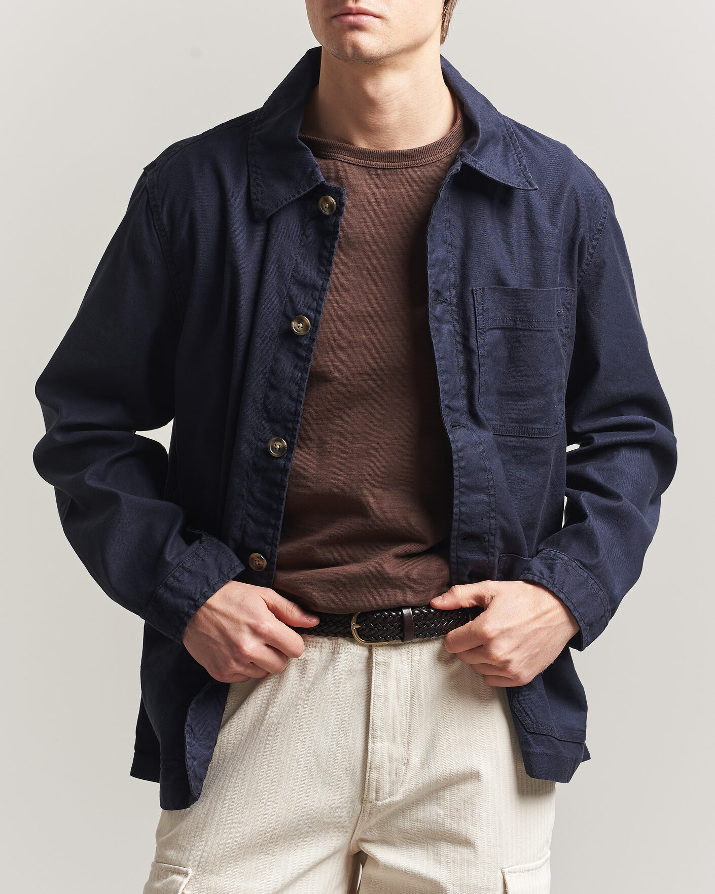 Herren | Hemden | GANT | Regular Fit Cotton/Linen Overshirt Evening Blue