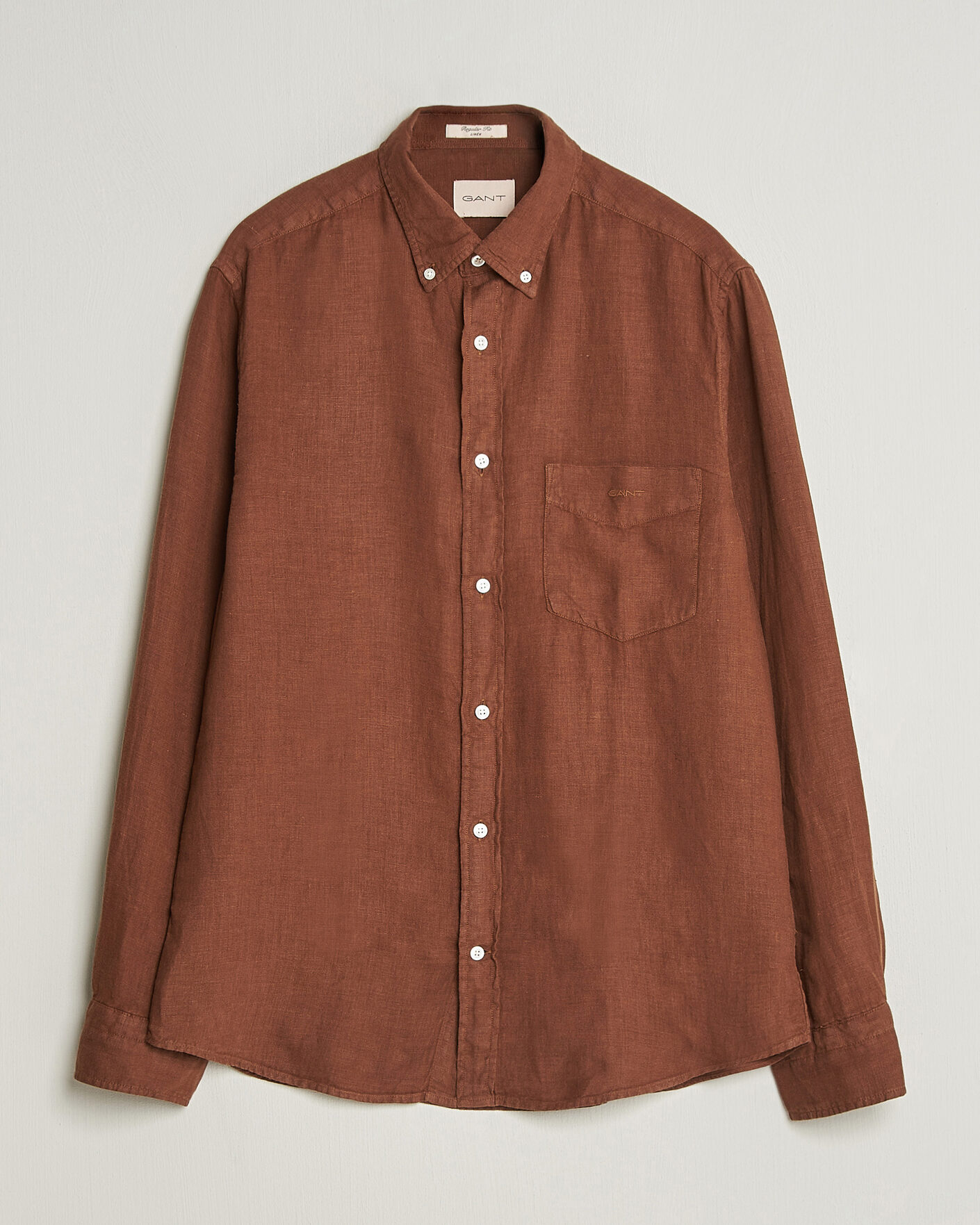 Herren | Hemden | Gant | Regular Fit Garment Dyed Linen Shirt Mahogany Brown