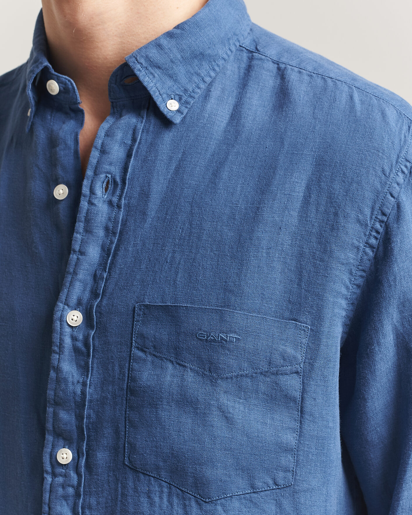 Herren | Hemden | Gant | Regular Fit Garment Dyed Linen Shirt Vintage Blue