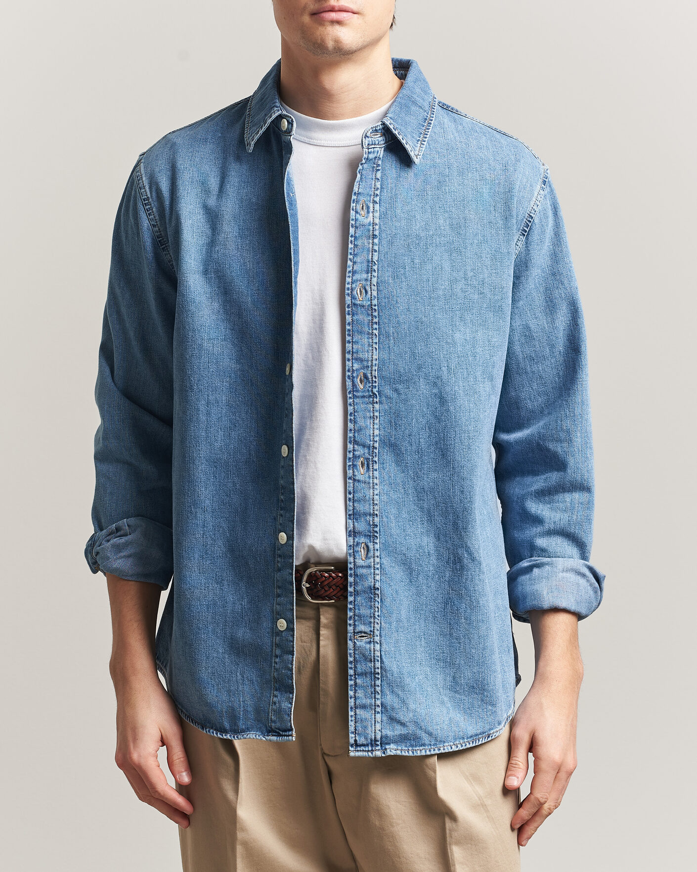Herren | Hemden | Gant | Regular Fit Denim Shirt Semi Light Blue Worn In