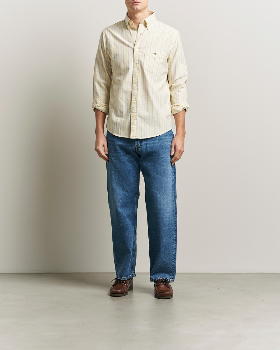 Herren | Hemden | Gant | Regluar Fit Classic Oxford Striped Shirt Light Mustard Yellow
