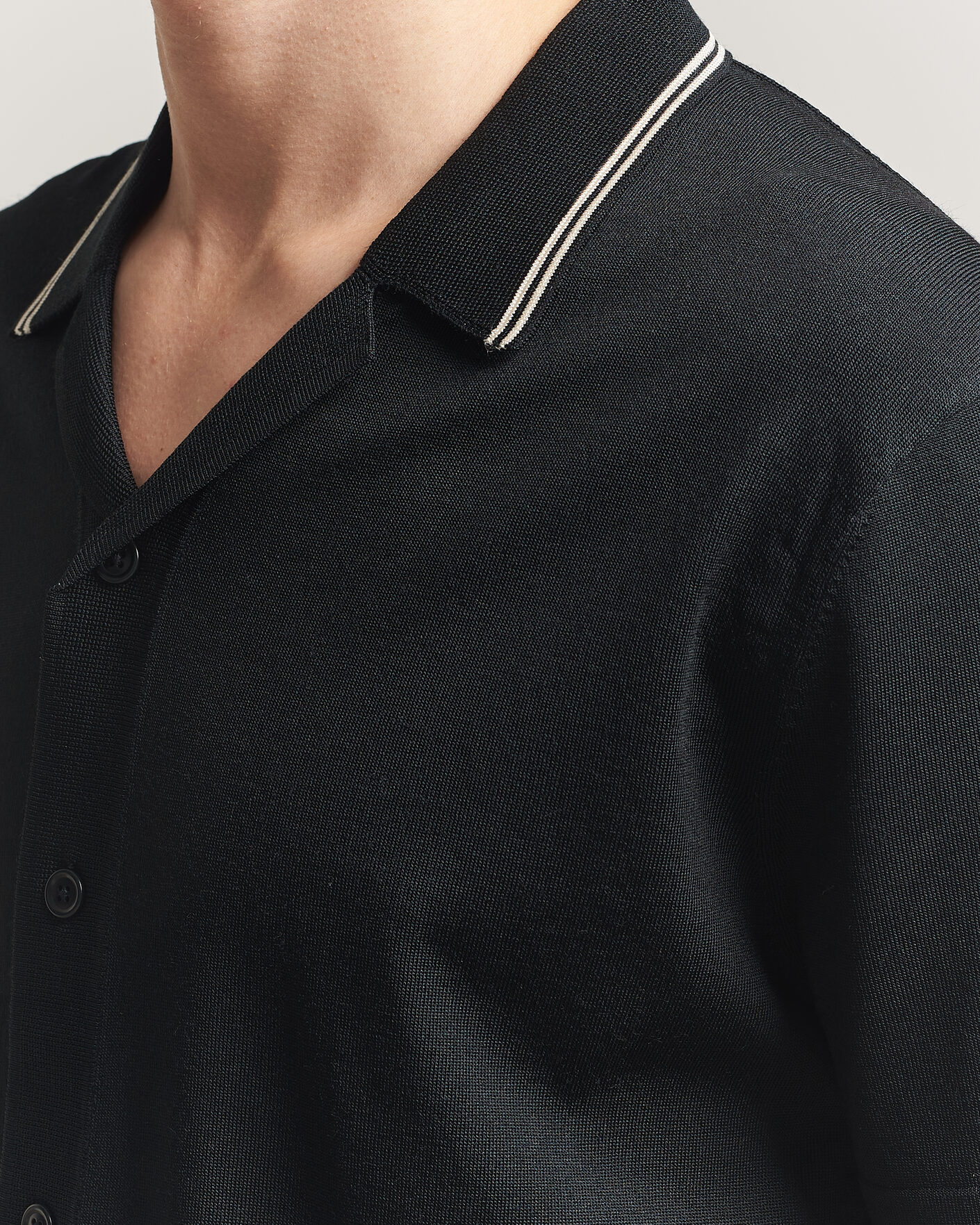 Herren | Hemden | GANT | Knitted Resort Collar Shirt Black