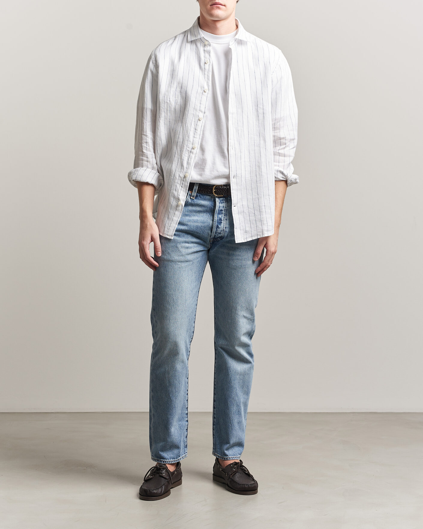 Herren | Hemden | GANT | Regular Fit Linen Striped Shirt White