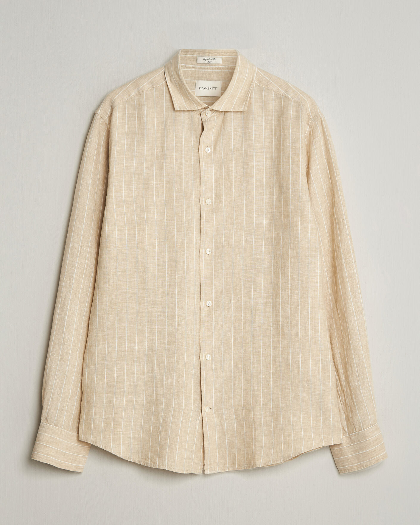 Herren | Hemden | Gant | Regular Fit Linen Striped Shirt Oat Beige