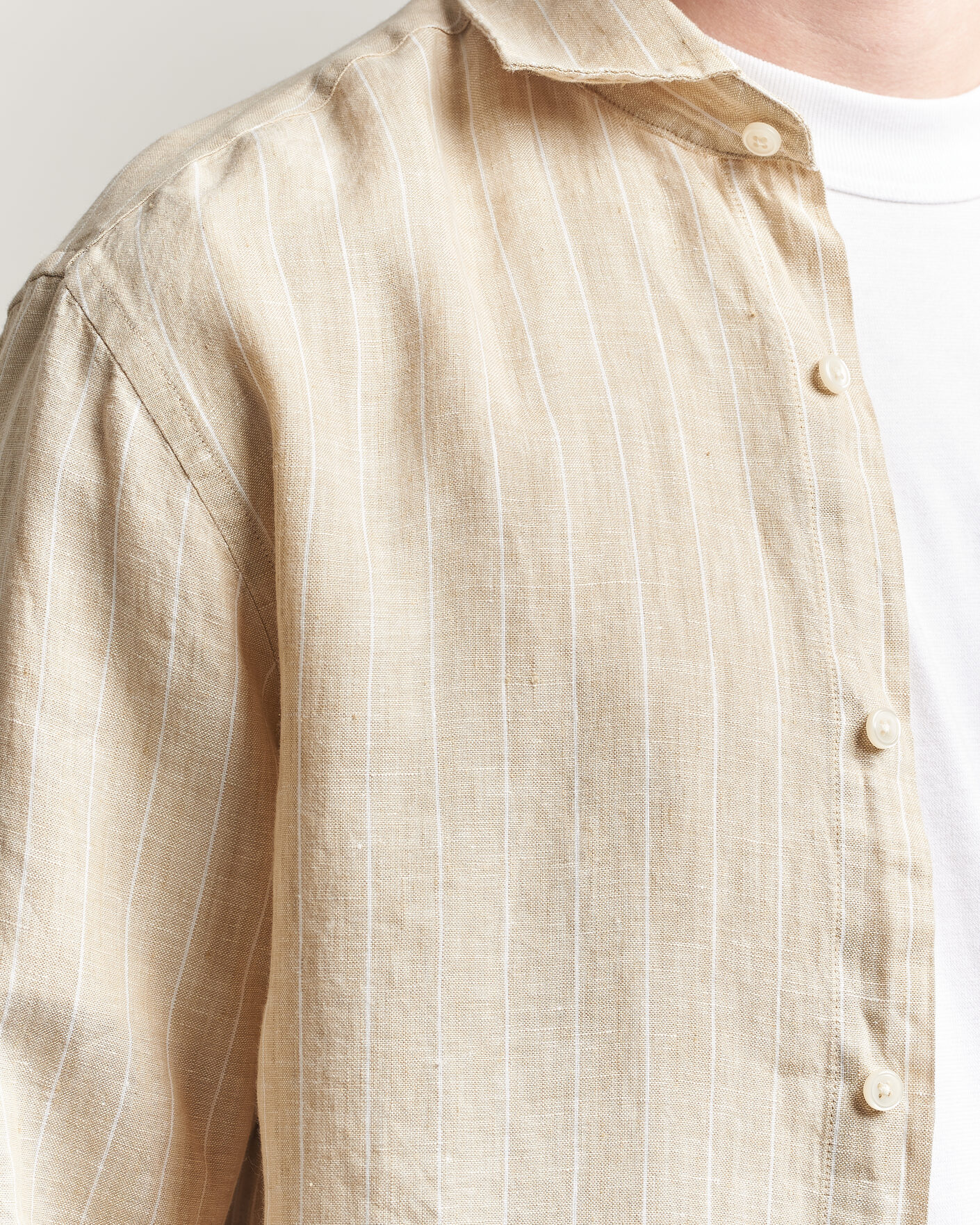 Herren | Hemden | Gant | Regular Fit Linen Striped Shirt Oat Beige