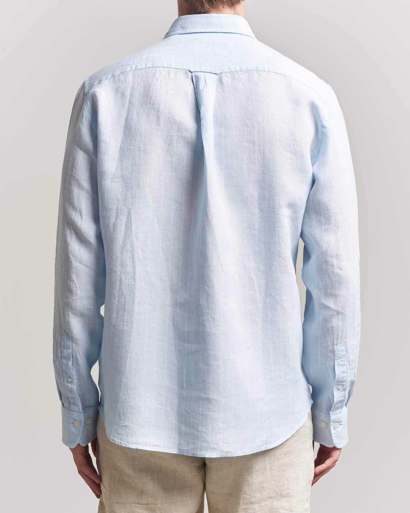Herren | Hemden | Gant | Regular Fit Linen Striped Shirt Sky Blue