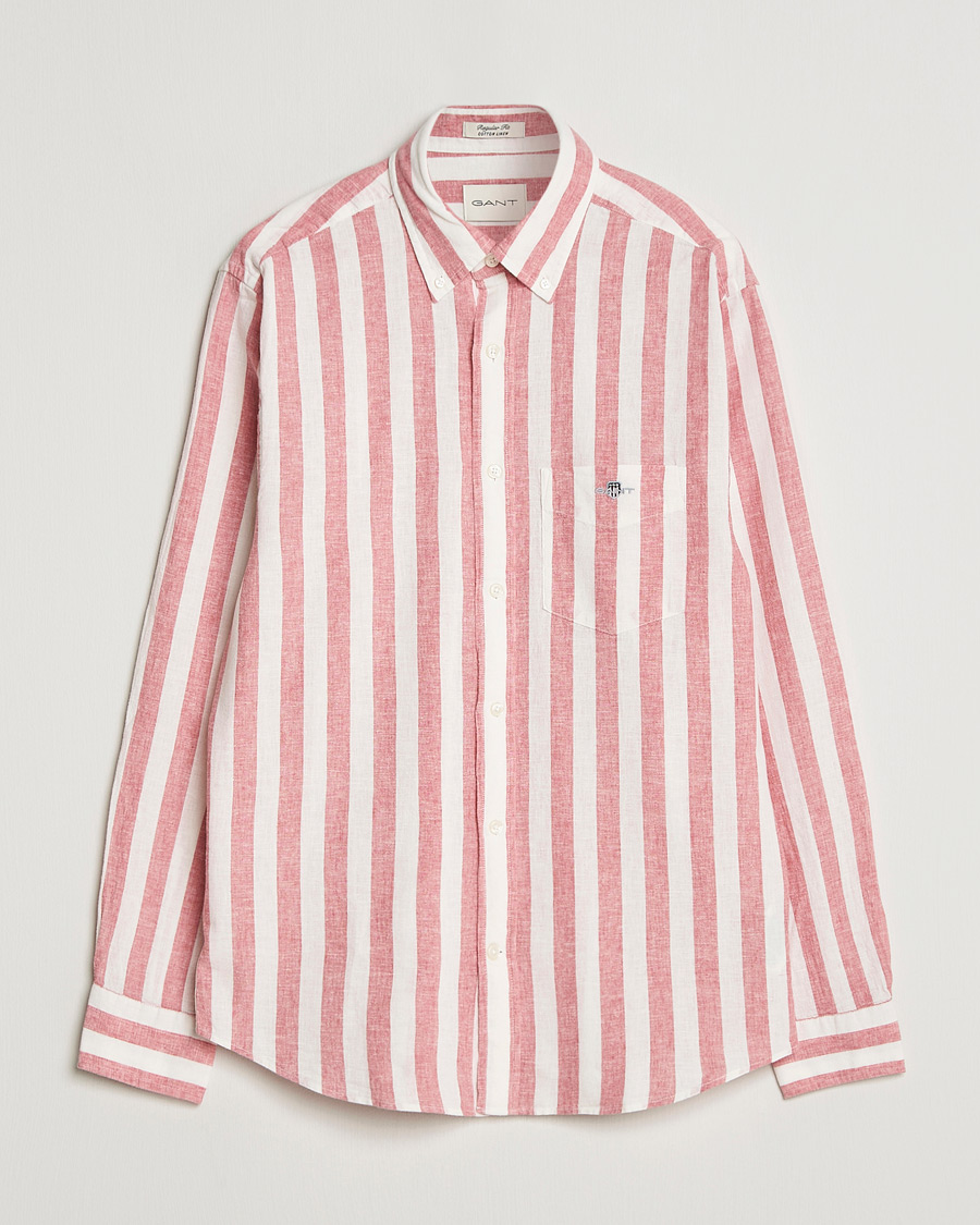 Herren | Hemden | Gant | Regular Fit Linen/Cotton Striped Shirt Rose Pink
