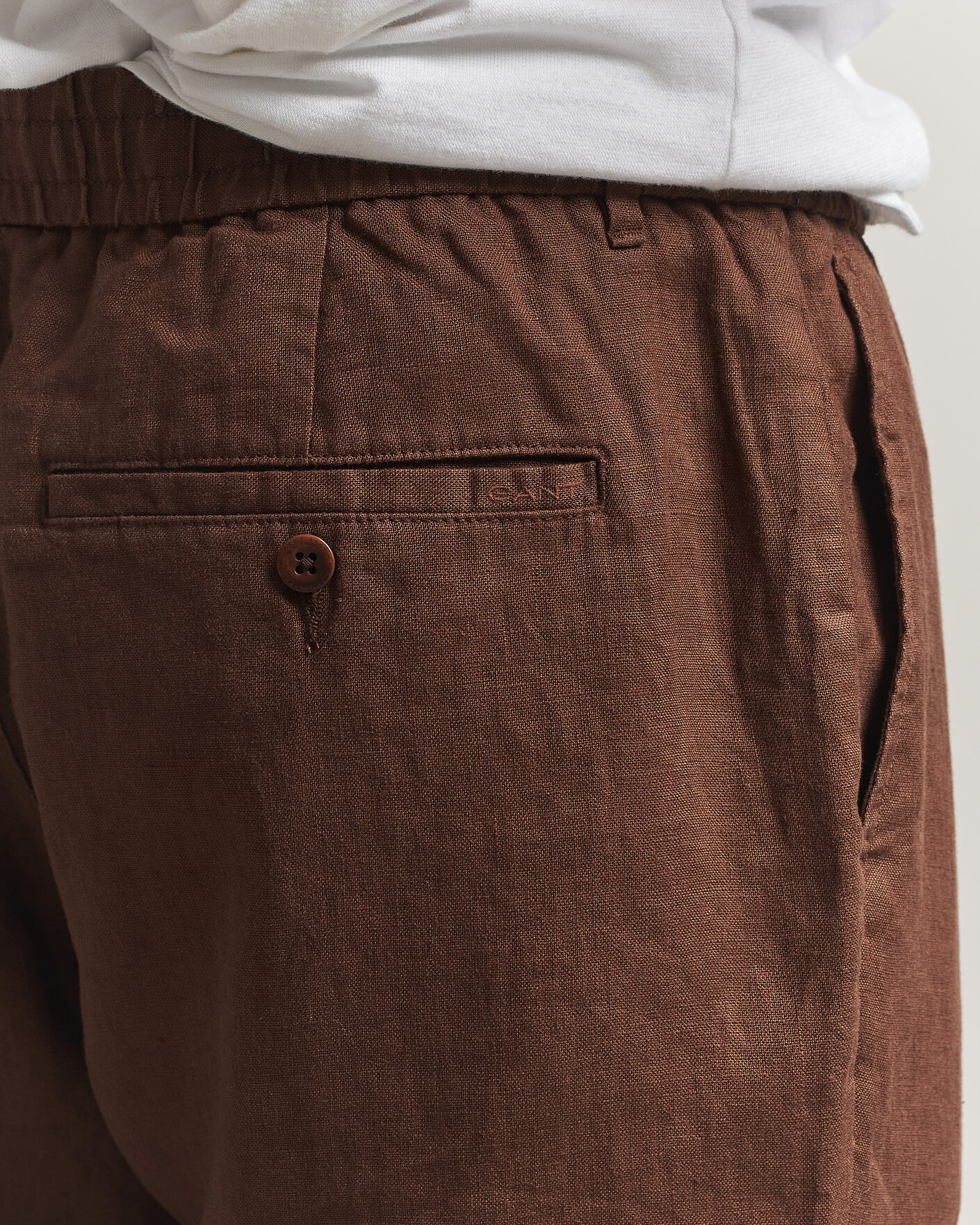 Herren | Hosen | Gant | Regular Fit Linen Drawstring Pants Mahogany Brown