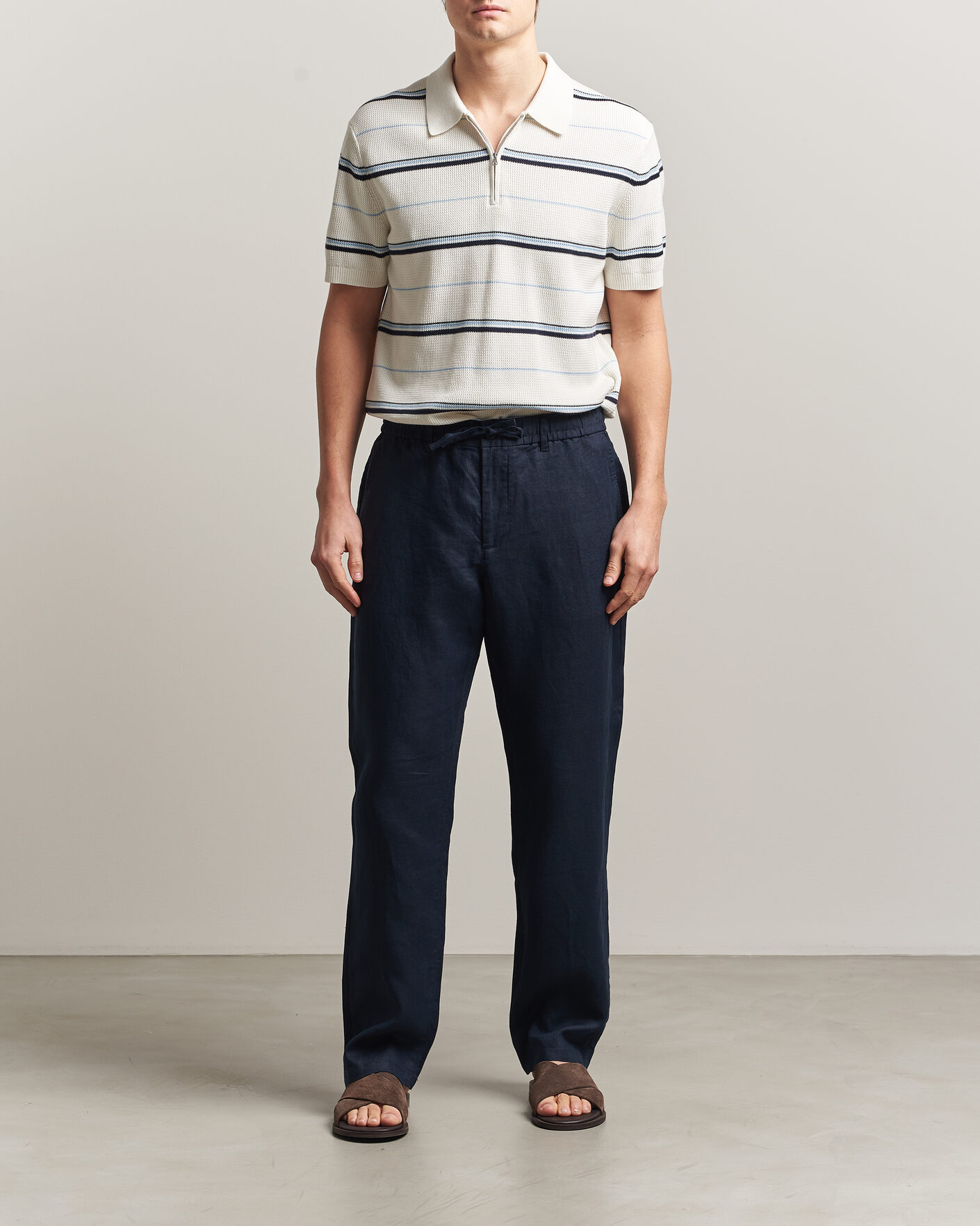 Herren | Hosen | Gant | Regular Fit Linen Drawstring Pants Evening Blue