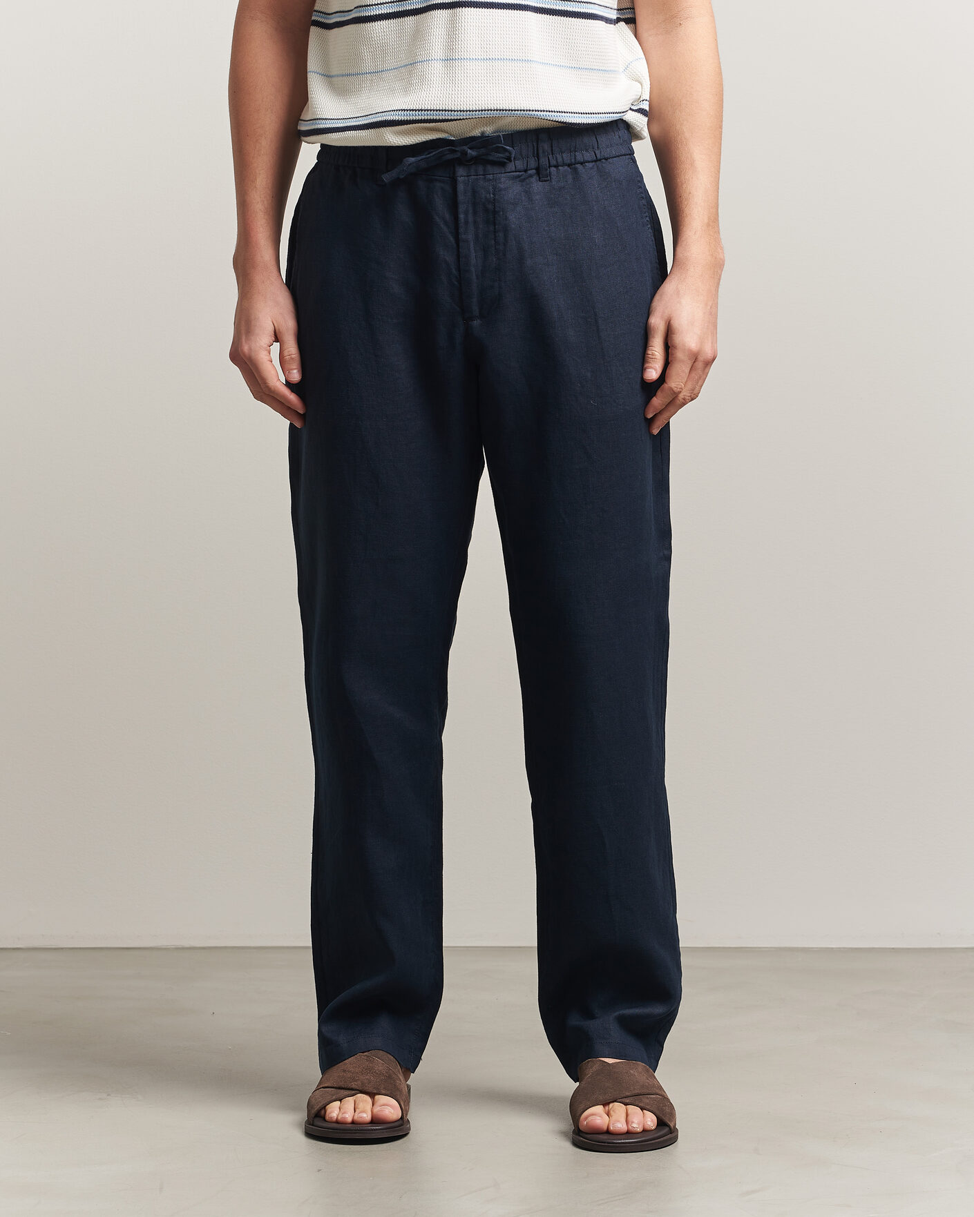 Herren | Hosen | Gant | Regular Fit Linen Drawstring Pants Evening Blue