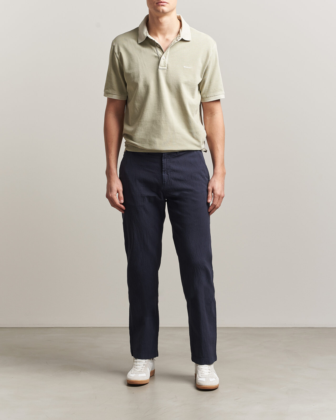 Herren | Hosen | Gant | Regular Fit Garment Dyed Seersucker Pants Evening Blue