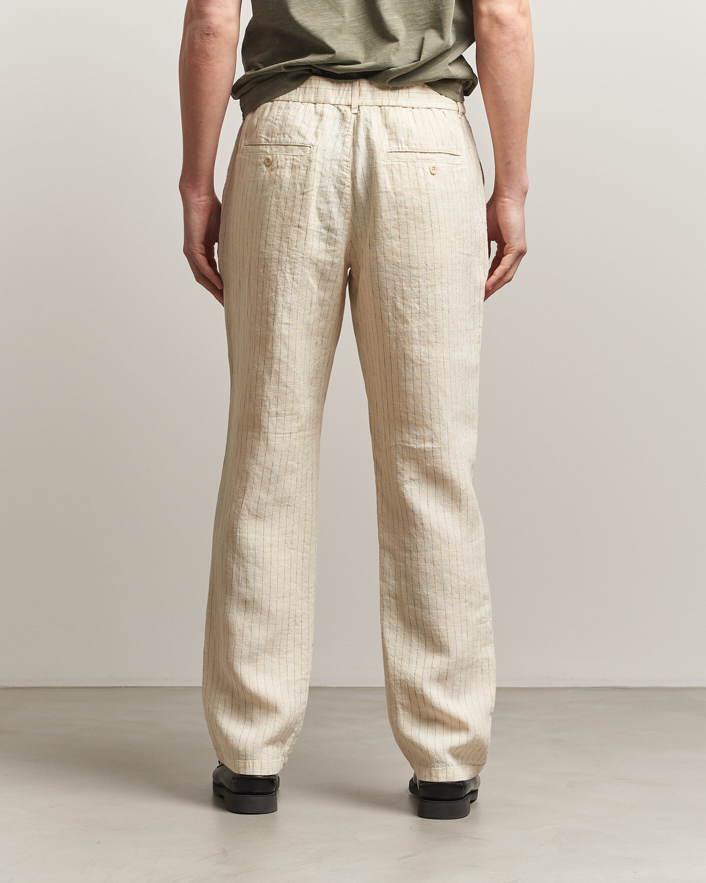 Herren | Hosen | Gant | Regular Fit Striped Linen Drawstring Pants Faded Beige