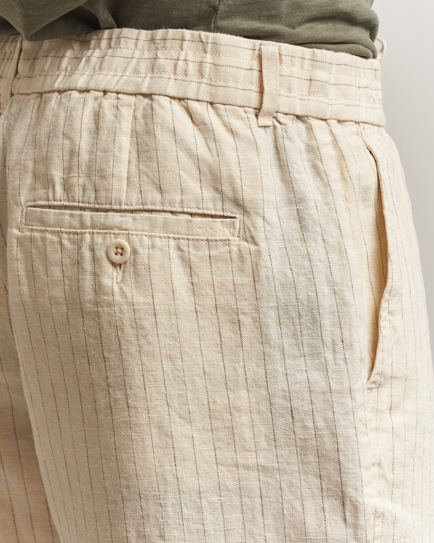 Herren | Hosen | Gant | Regular Fit Striped Linen Drawstring Pants Faded Beige