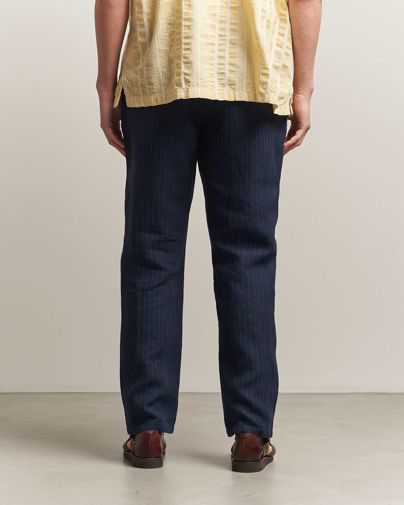 Herren | Hosen | Gant | Regular Fit Stiped Linen Drawstring Pants Evening Blue