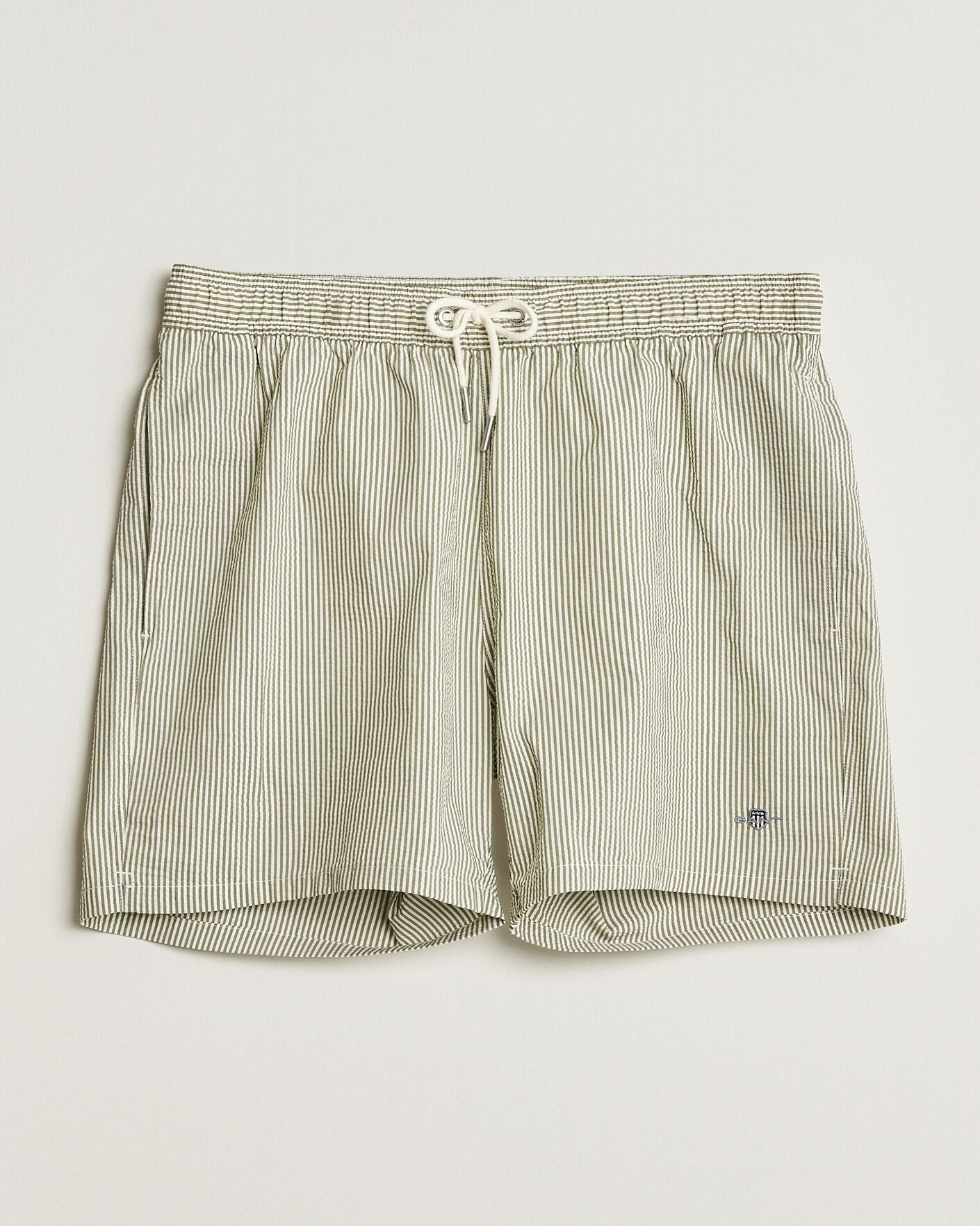 Herren | Badehosen | Gant | Seersucker Striped Swimshorts Dry Herb Green