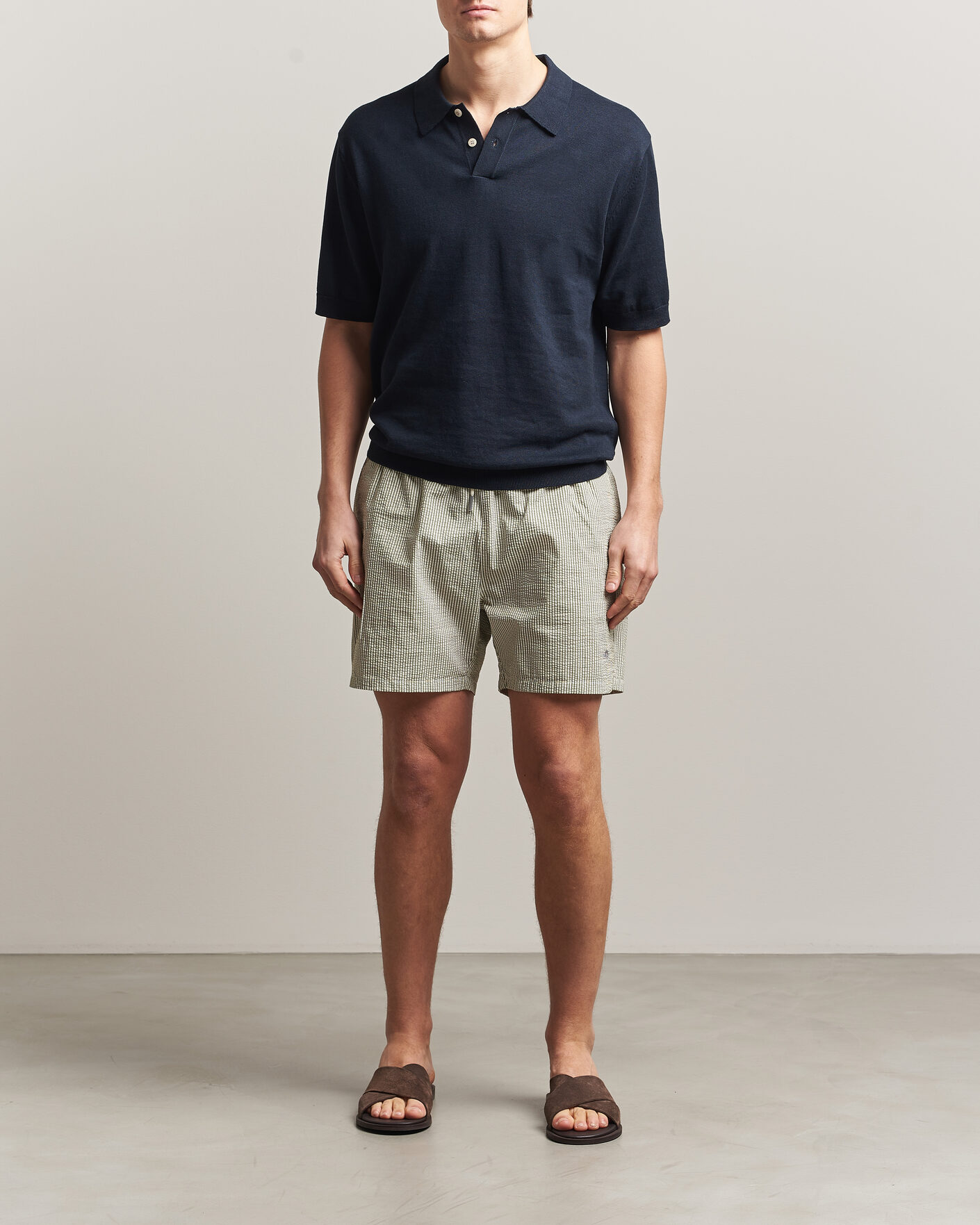 Herren | Badehosen | Gant | Seersucker Striped Swimshorts Dry Herb Green