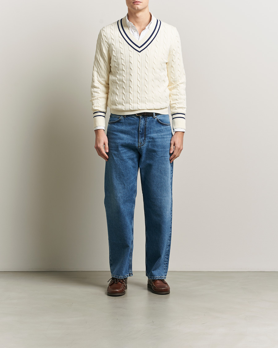 Herren | Pullover | Gant | Cotton Cable Cricket Sweater Cream