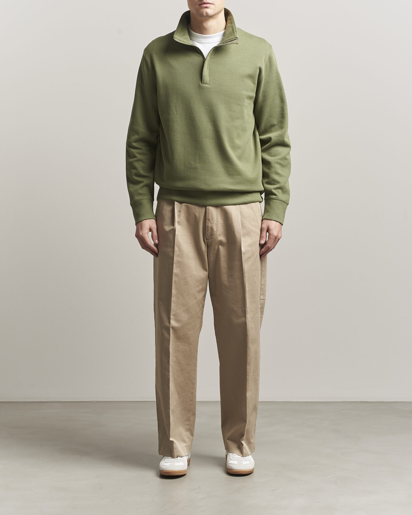 Herren | Pullover | GANT | Light Sacker Rib Half Zip Dry Herb Green