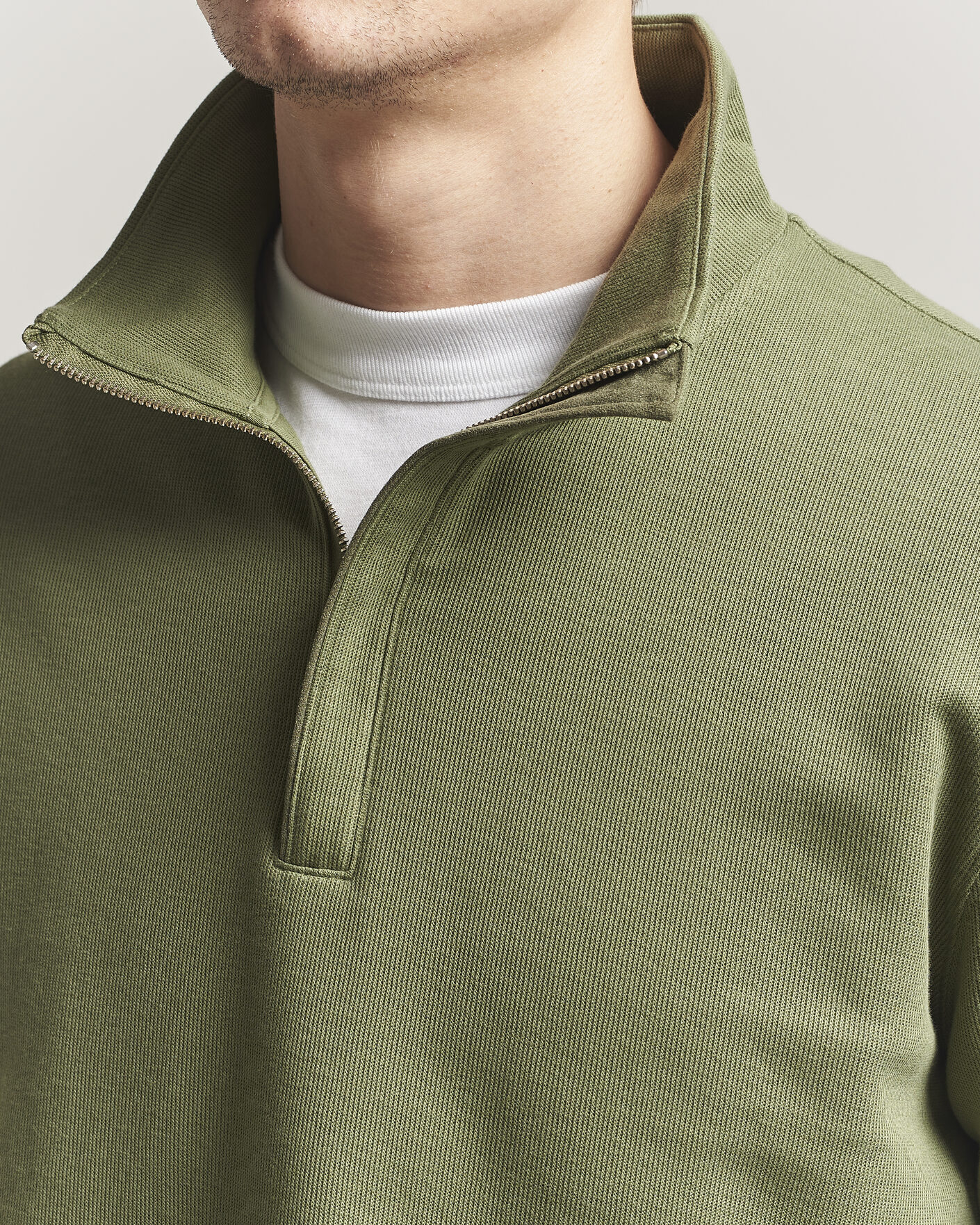 Herren | Pullover | Gant | Light Sacker Rib Half Zip Dry Herb Green