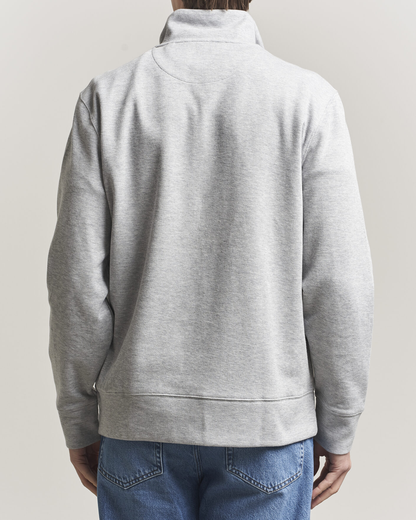 Herren | Pullover | Gant | Light Sacker Rib Half Zip Grey Melange