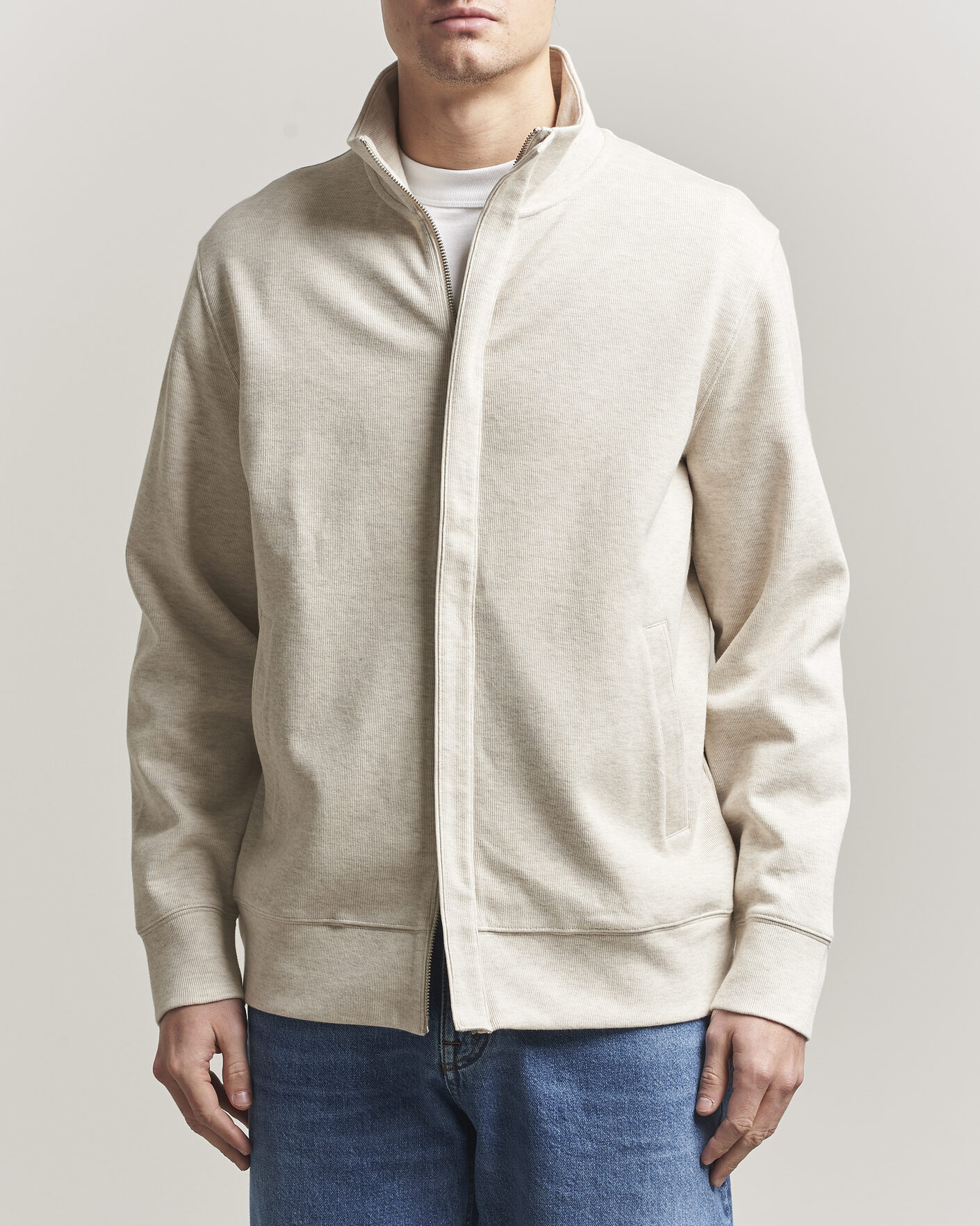 Herren | Pullover | Gant | Light Sacker Rib Full Zip Seed Melange