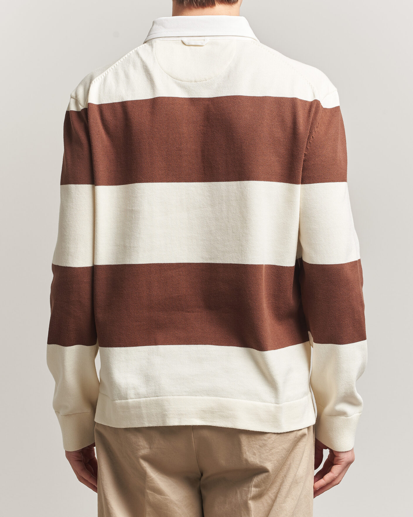 Herren | Pullover | Gant | Barstriped Knitted Rugger Cream/Brown