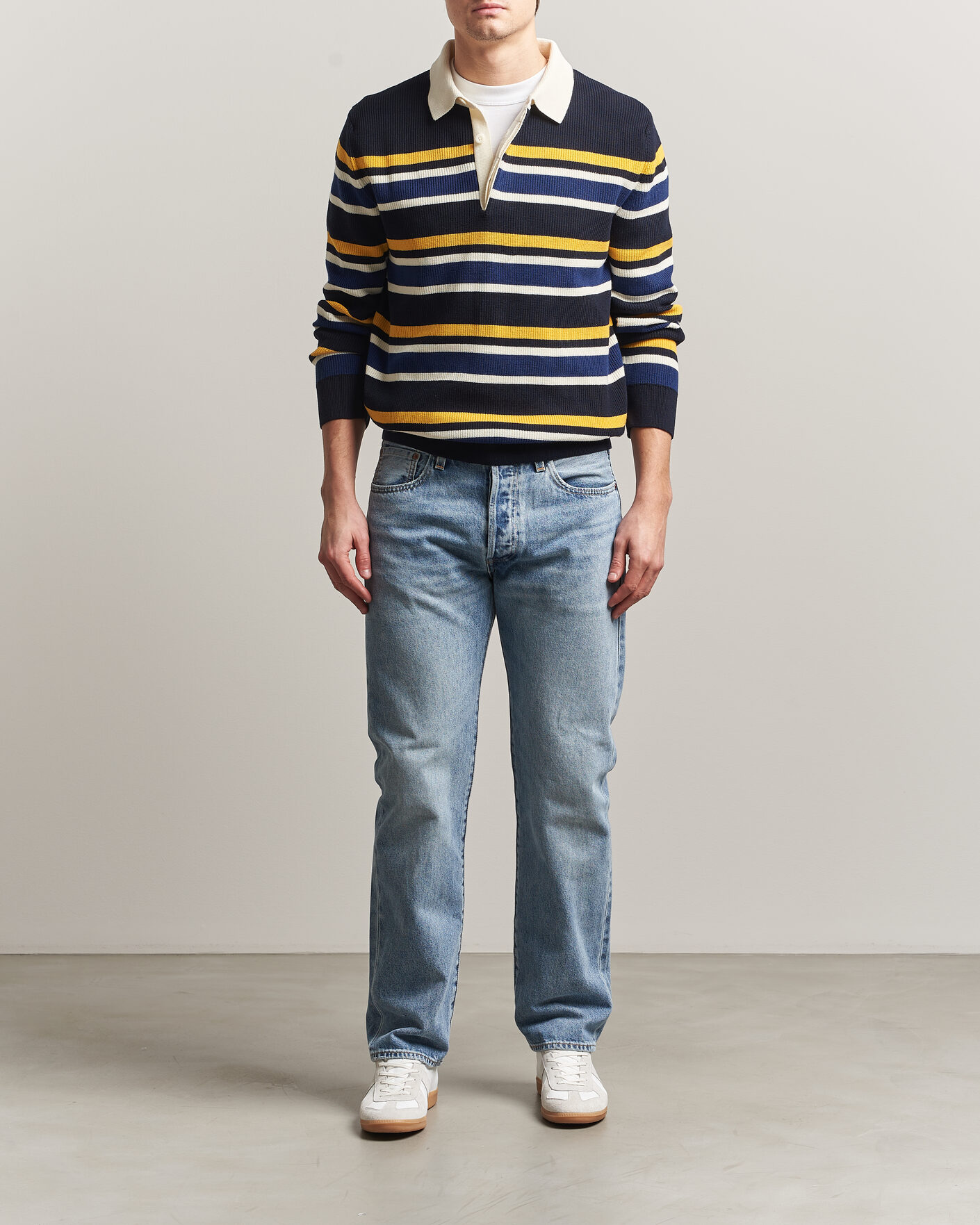 Herren | Pullover | GANT | Multisptriped Knitted Rugger Evening Blue