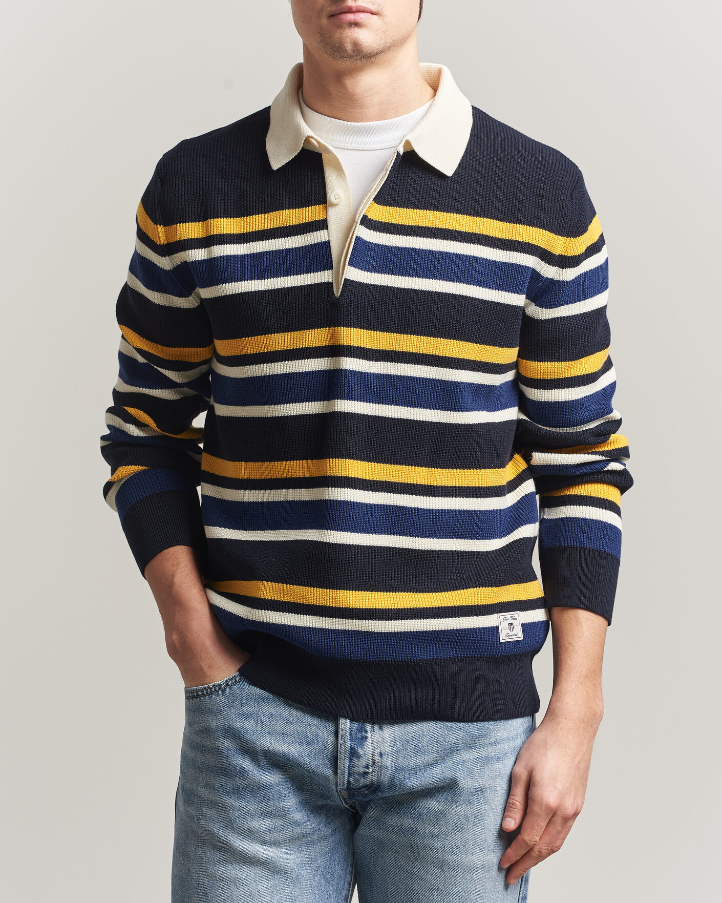 Herren | Pullover | Gant | Multisptriped Knitted Rugger Evening Blue