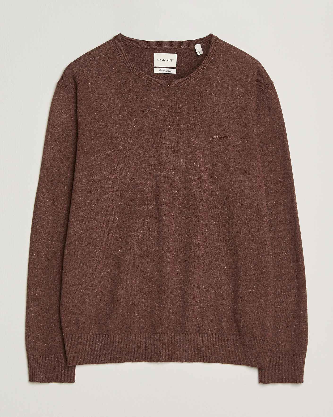 Herren | Pullover | Gant | Cotton/Linen Slub Knitted Sweater Hazelnut Melange