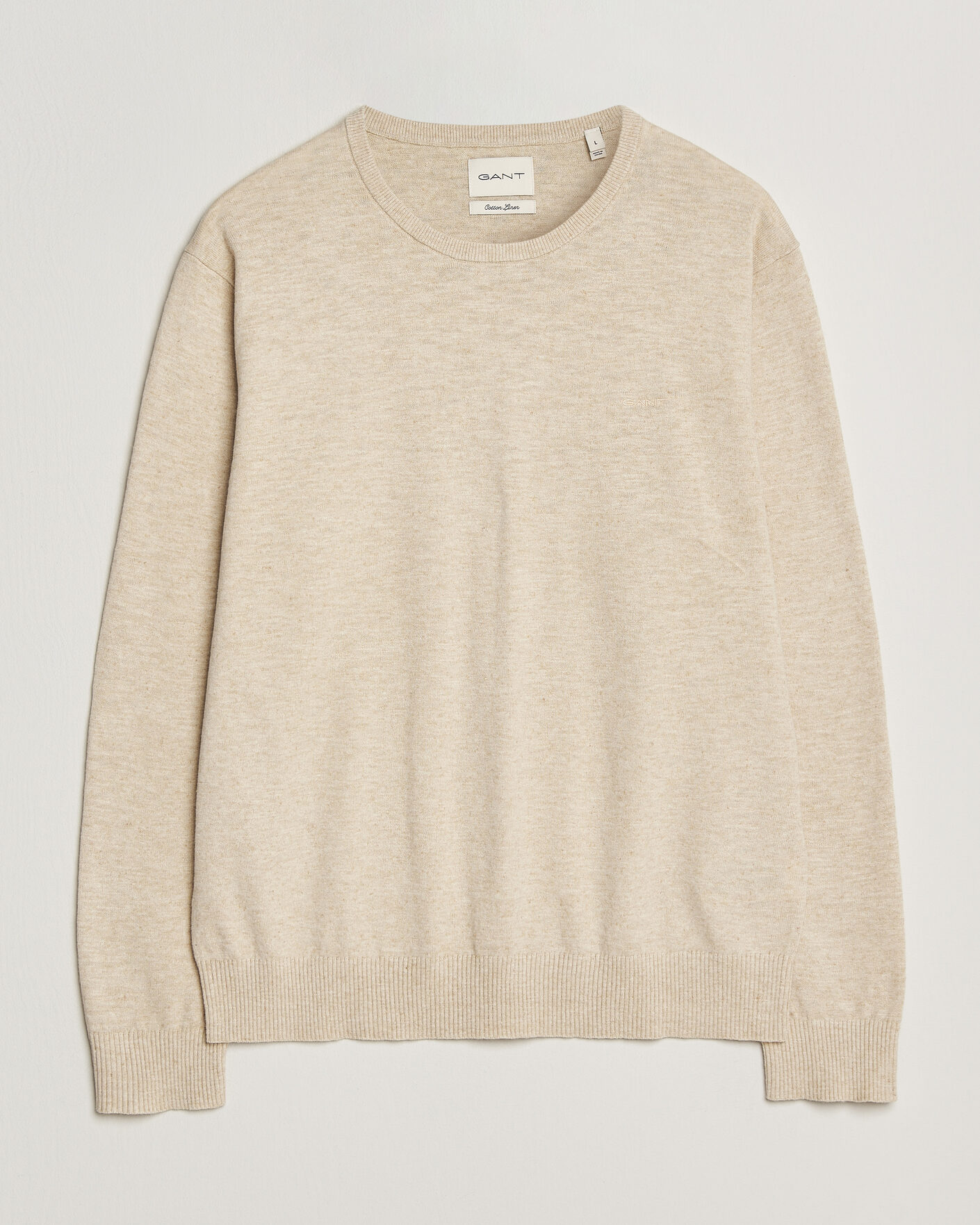 Herren | Pullover | Gant | Cotton/Linen Slub Knitted Sweater Seed Melange