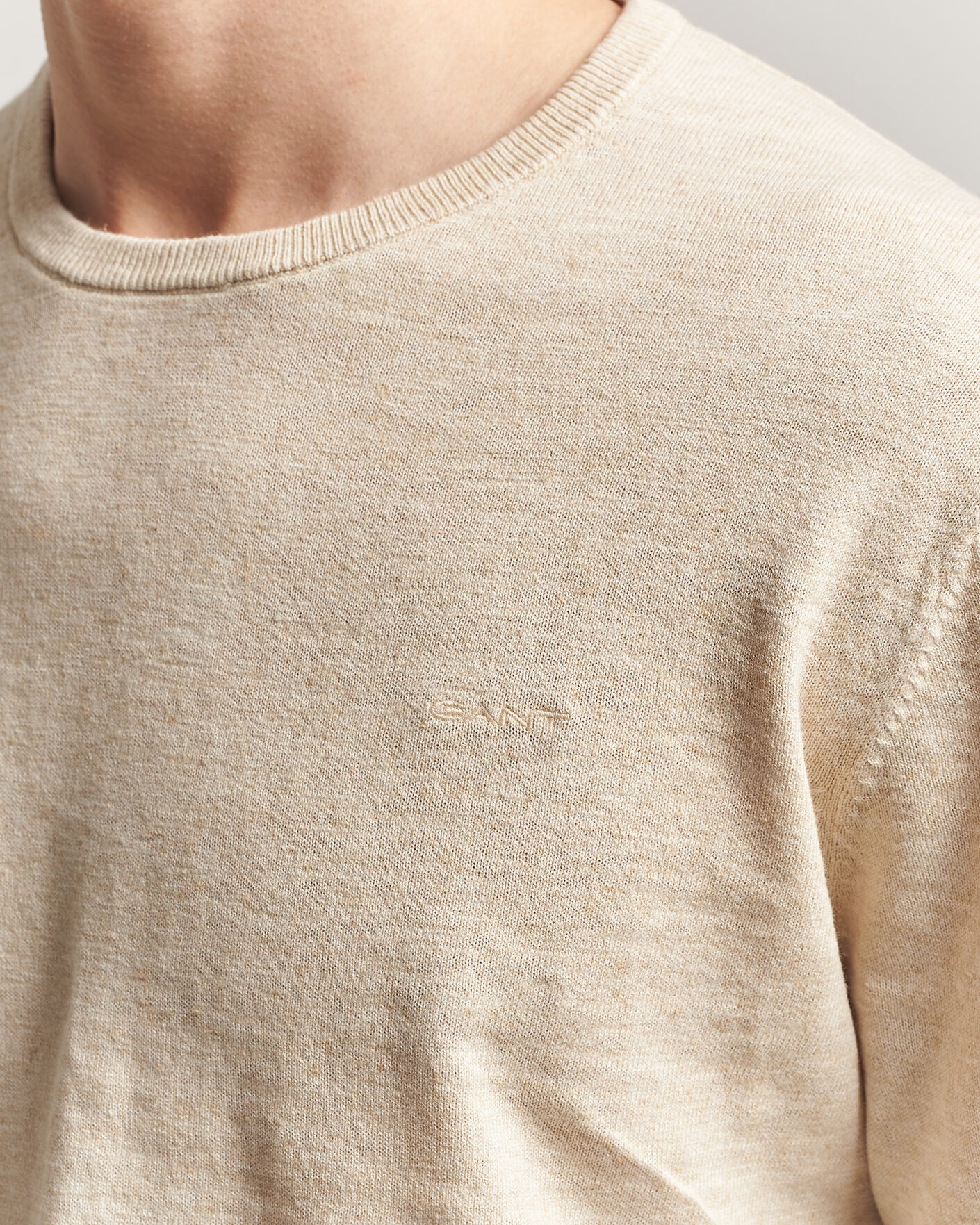 Herren | Pullover | Gant | Cotton/Linen Slub Knitted Sweater Seed Melange