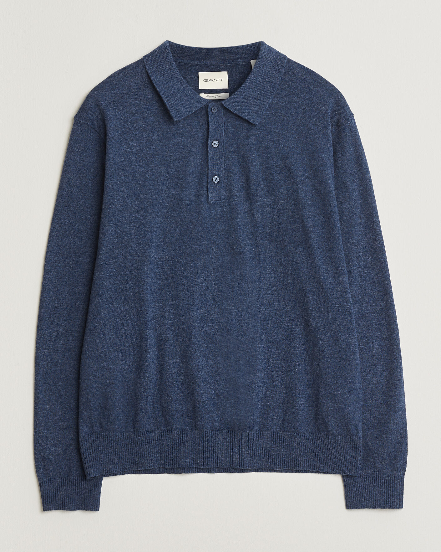 Herren | Pullover | Gant | Cotton/Linen Slub Knitted Polo Dark Indigo Melange
