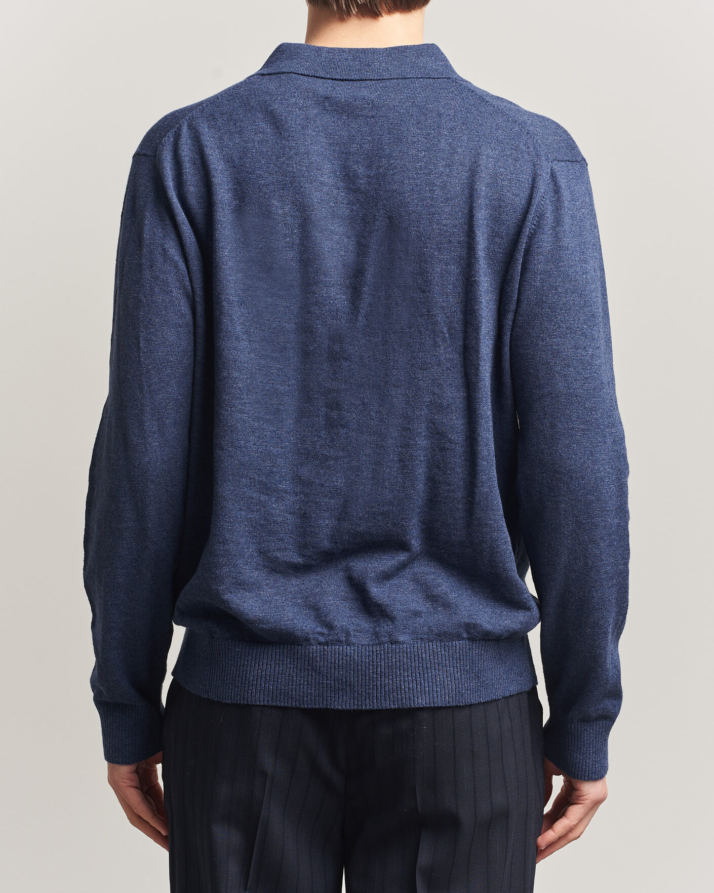 Herren | Pullover | Gant | Cotton/Linen Slub Knitted Polo Dark Indigo Melange