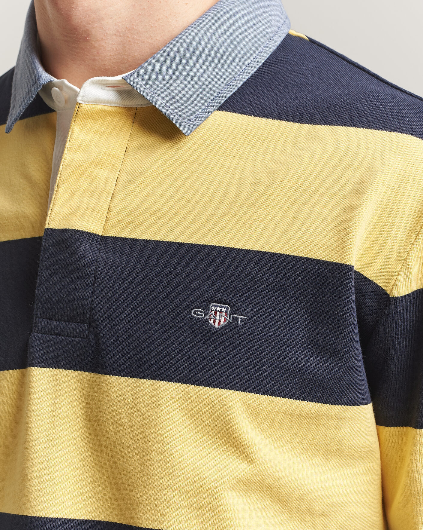 Herren | Pullover | GANT | Chambray Striped Heavy Rugger Banana Yellow