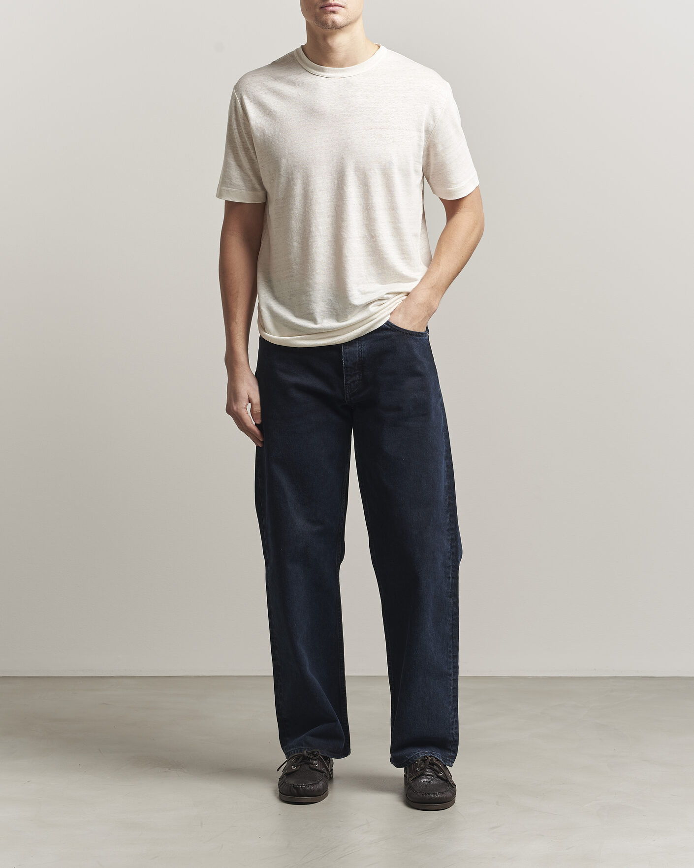 Herren | T-Shirts | GANT | Linen T-Shirt Creamed White