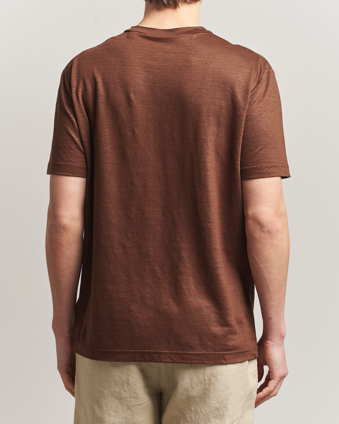 Herren | T-Shirts | GANT | Linen T-Shirt Mahogany Brown