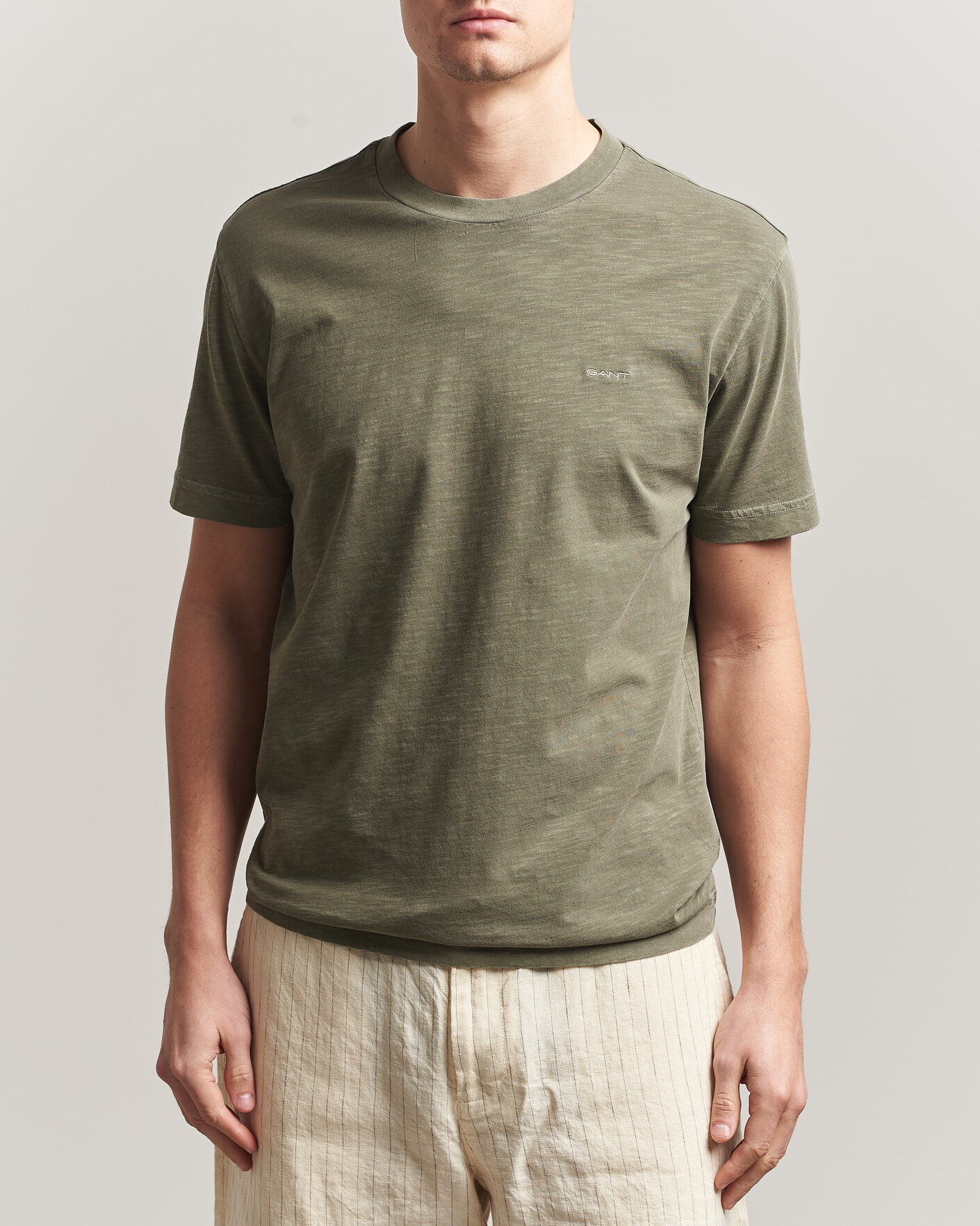 Herren | T-Shirts | Gant | Washed Slub T-Shirt Dry Herb Green