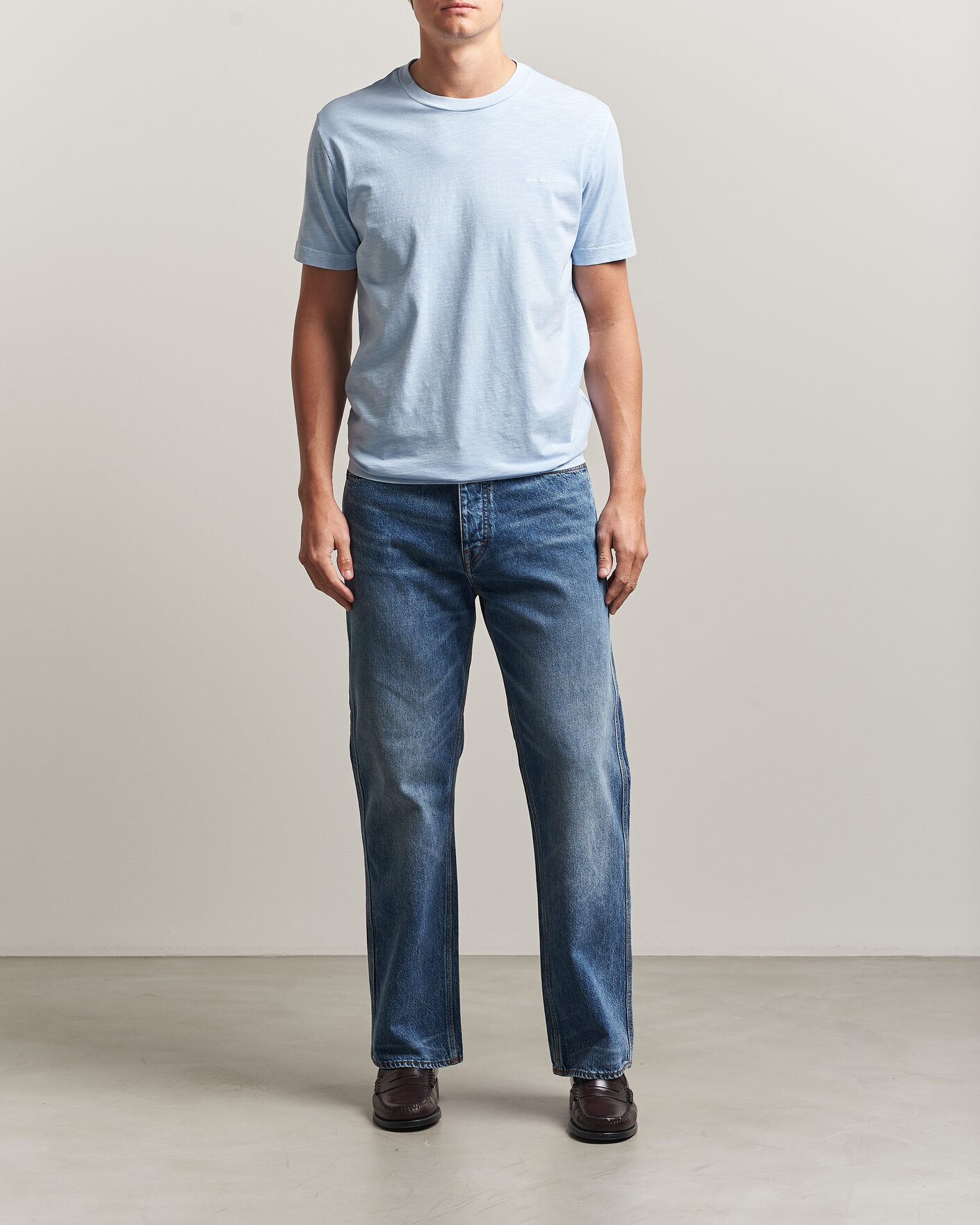 Herren | T-Shirts | Gant | Washed Slub T-Shirt Fresh Blue